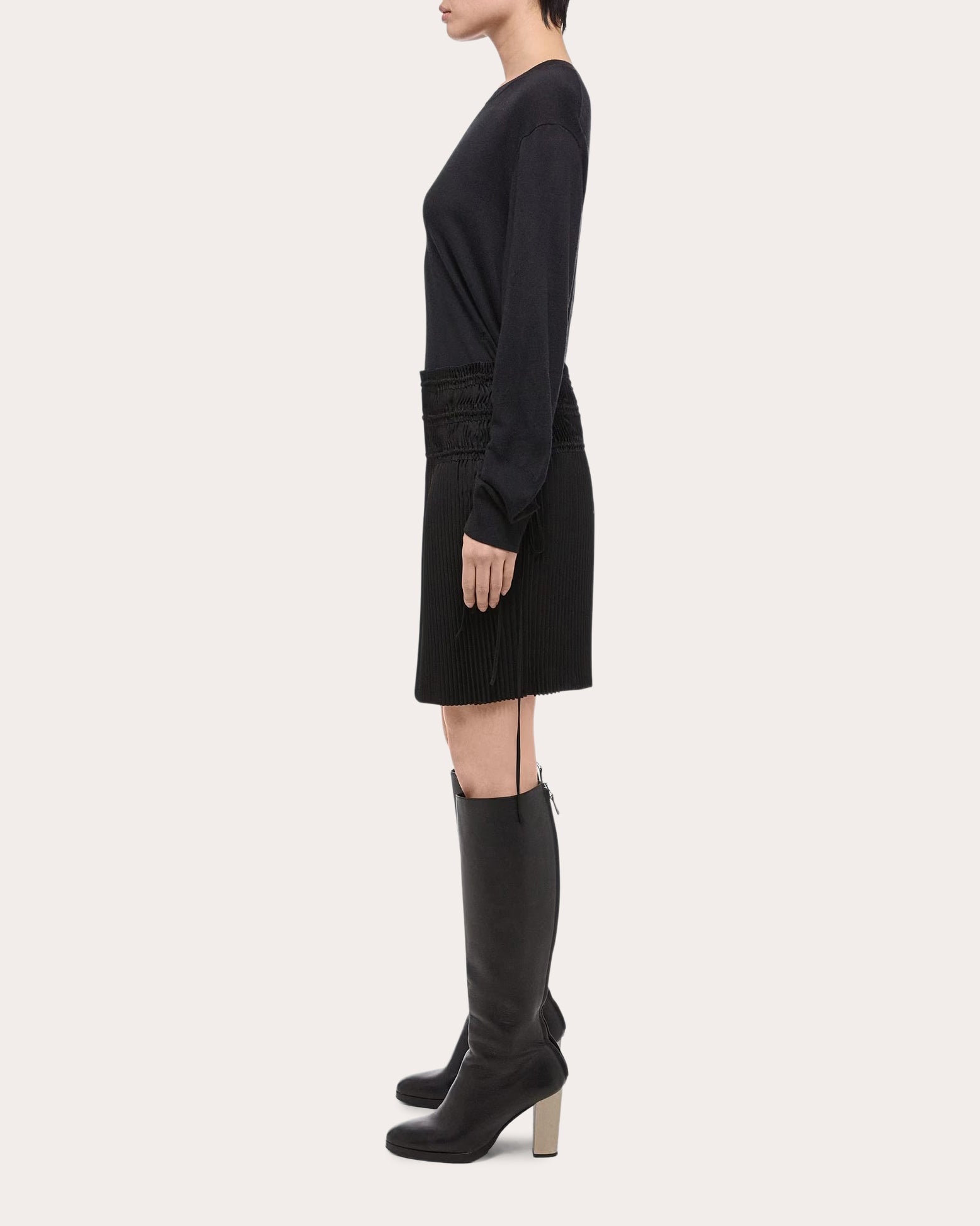 Pleated Satin Skirt