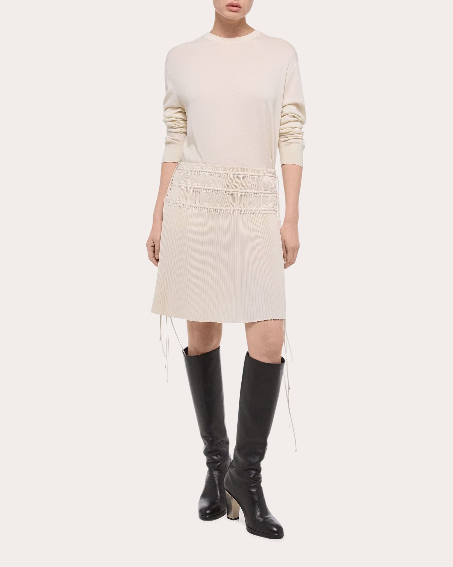 Pleated Satin Skirt