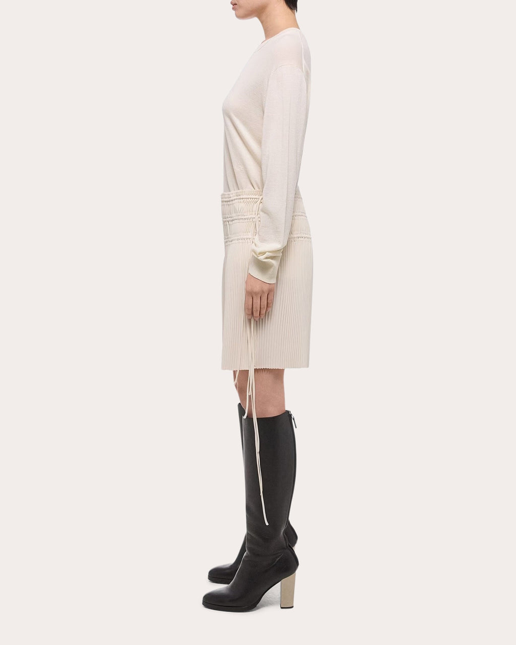 Pleated Satin Skirt