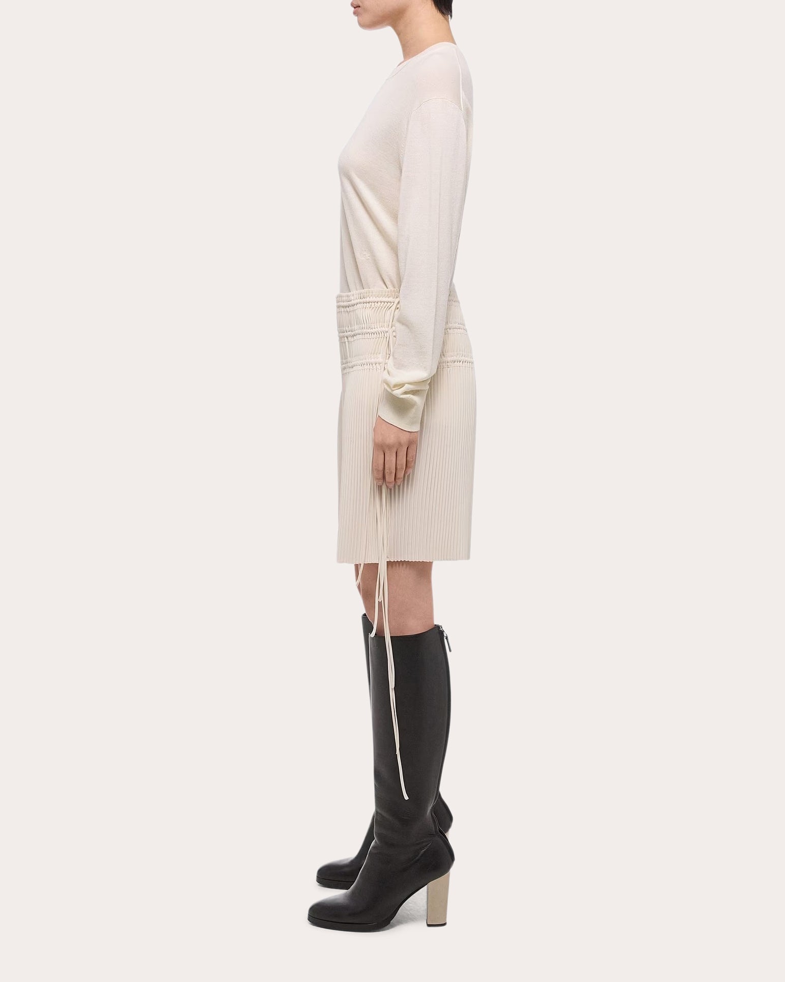 Pleated Satin Skirt