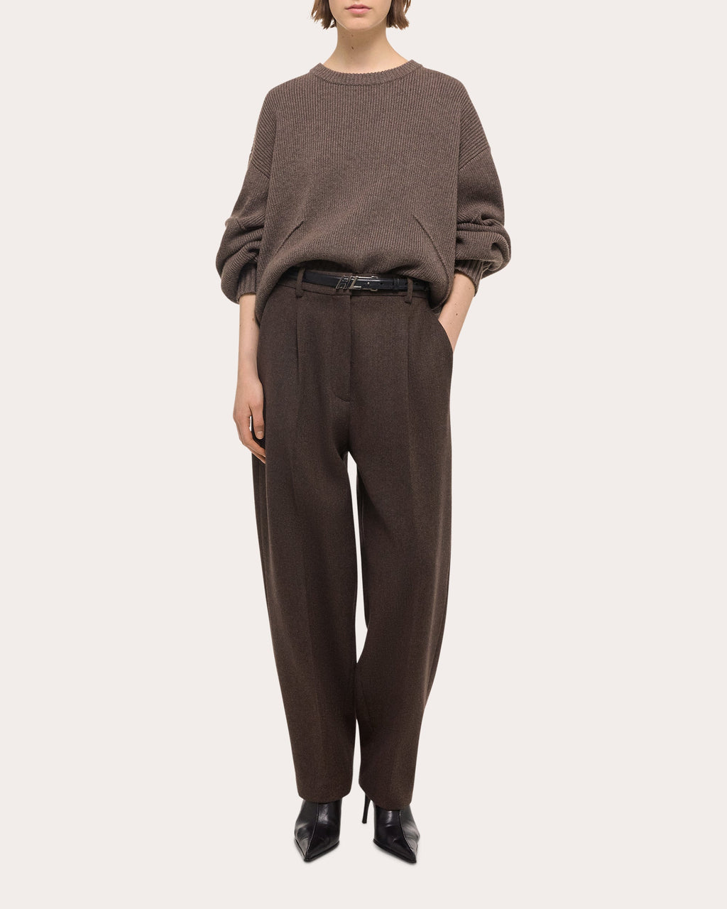 Pleated Wool-Twill Pants