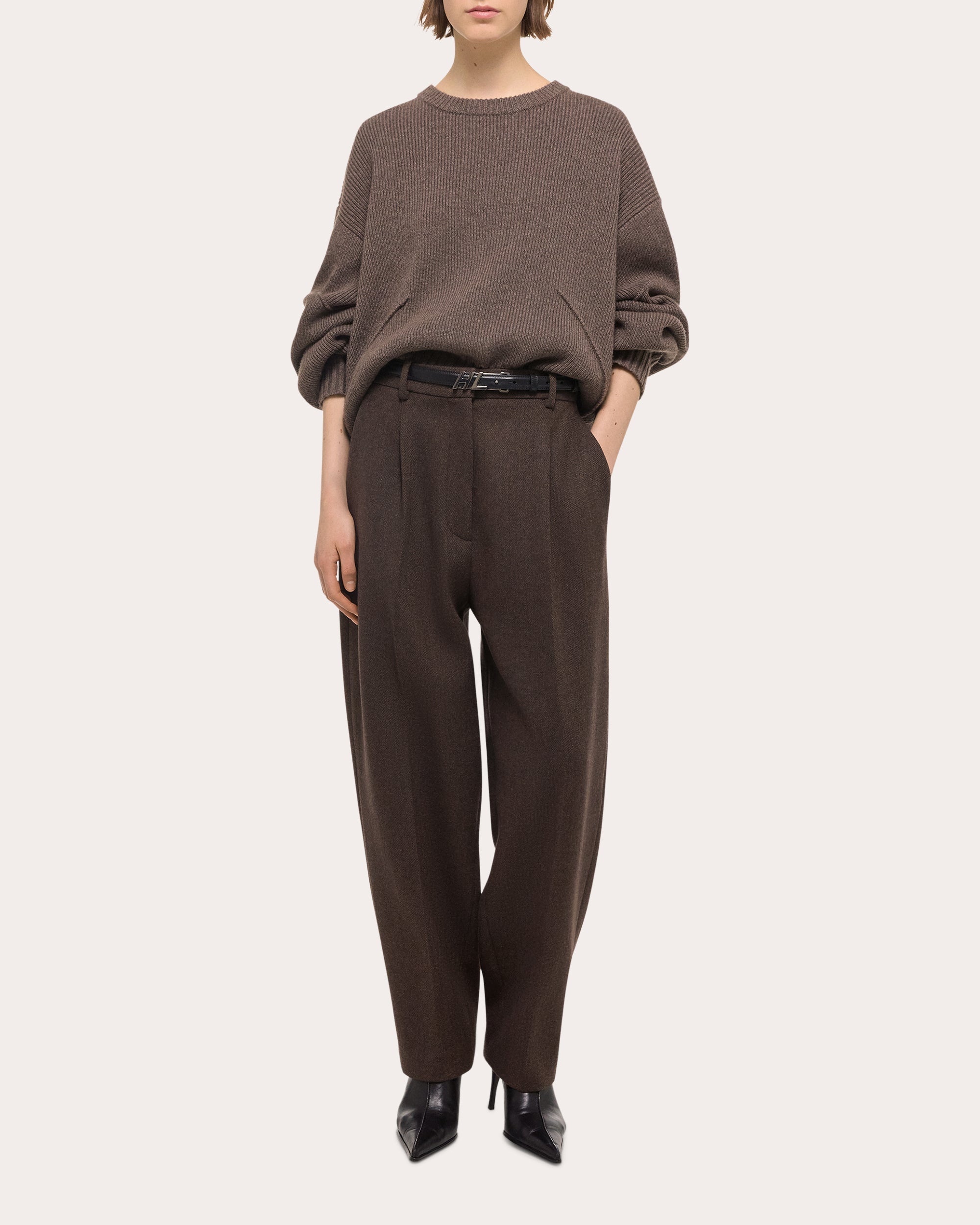 Pleated Wool-Twill Pants