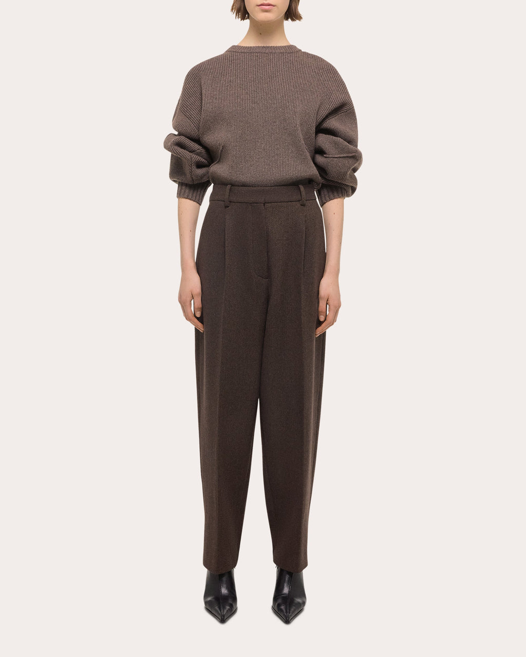 Pleated Wool-Twill Pants