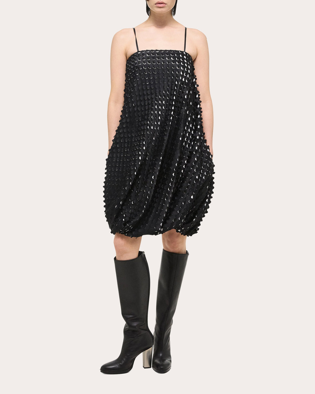 Laser-Cut Satin Bubble Dress