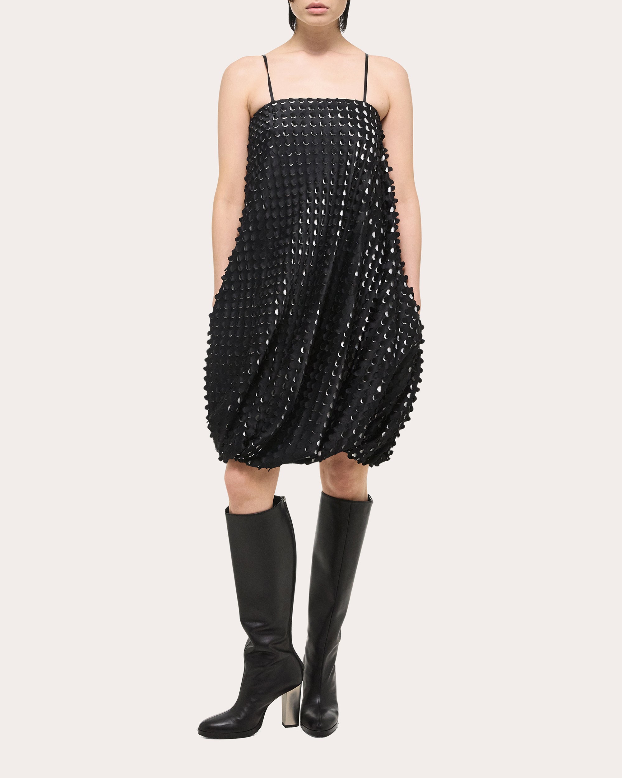 Laser-Cut Satin Bubble Dress