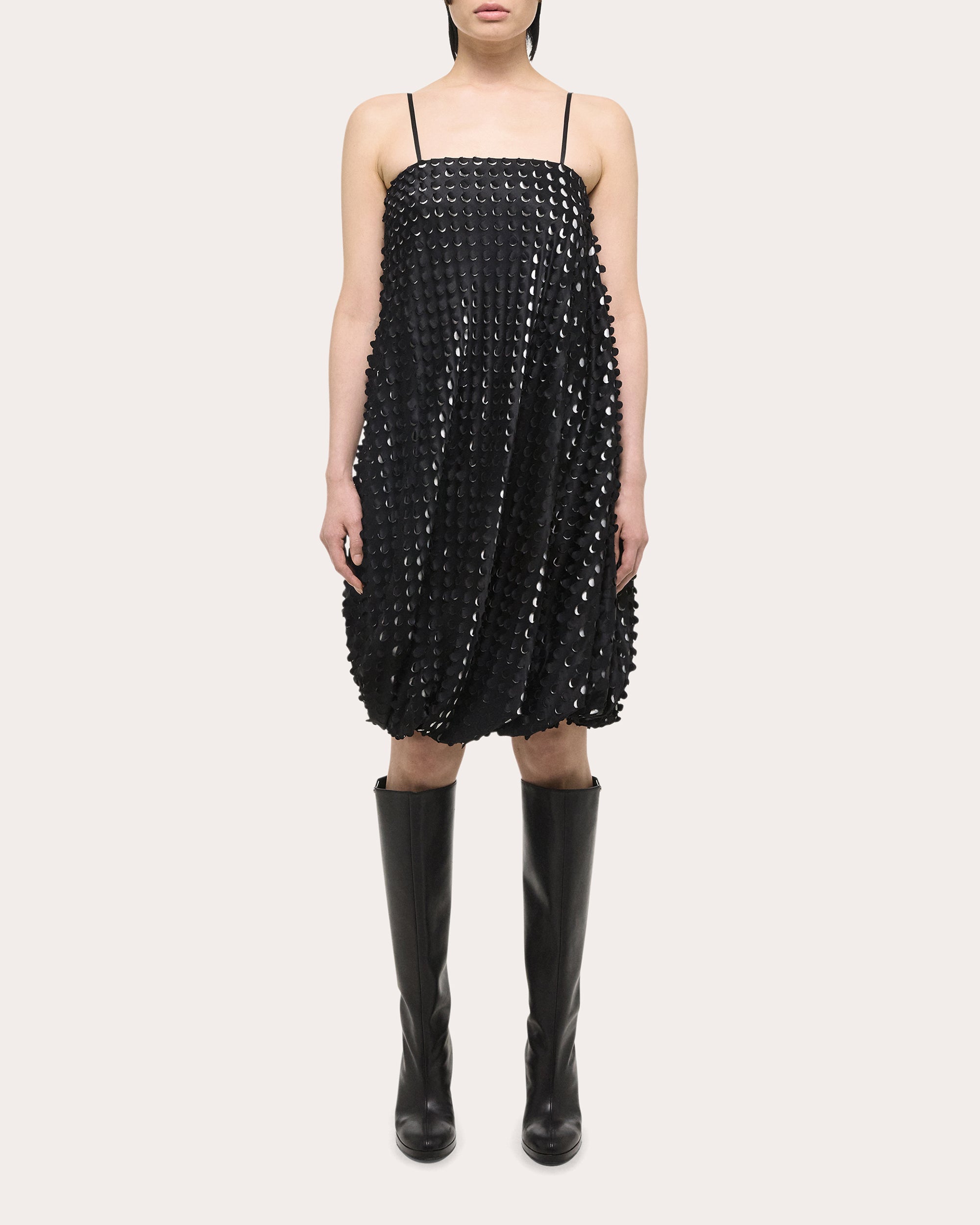 Laser-Cut Satin Bubble Dress