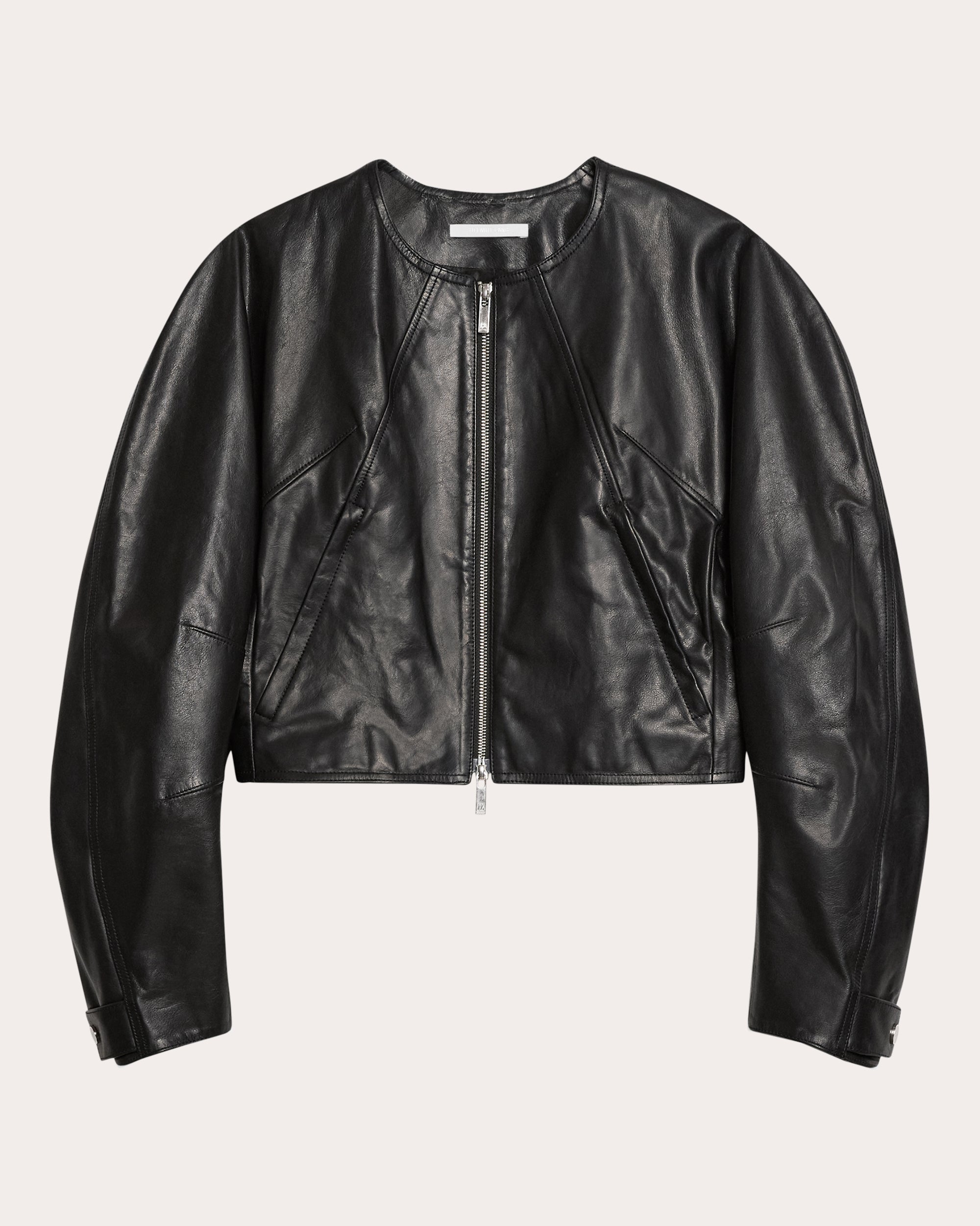Cropped Waxed Leather Jacket