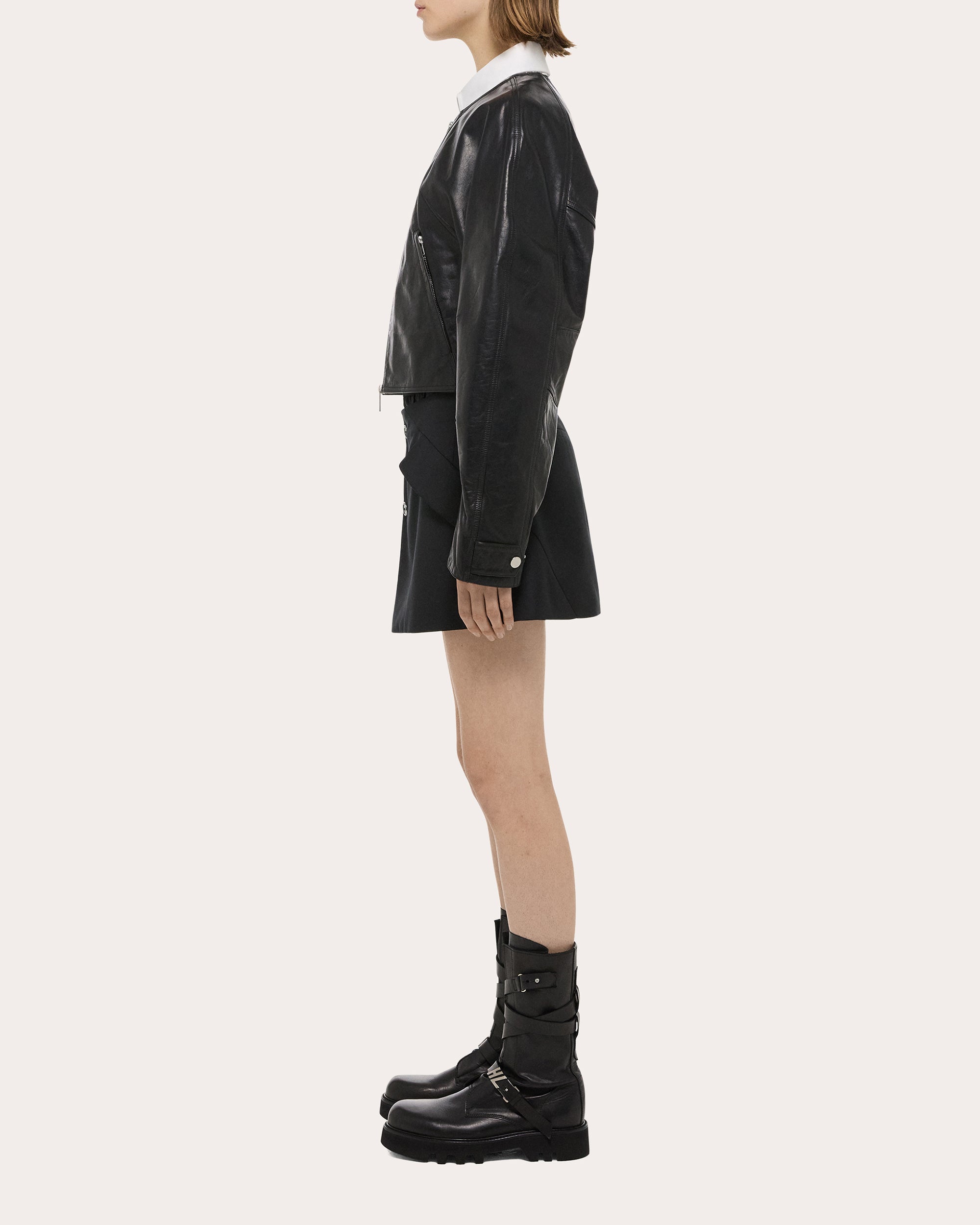 Cropped Waxed Leather Jacket