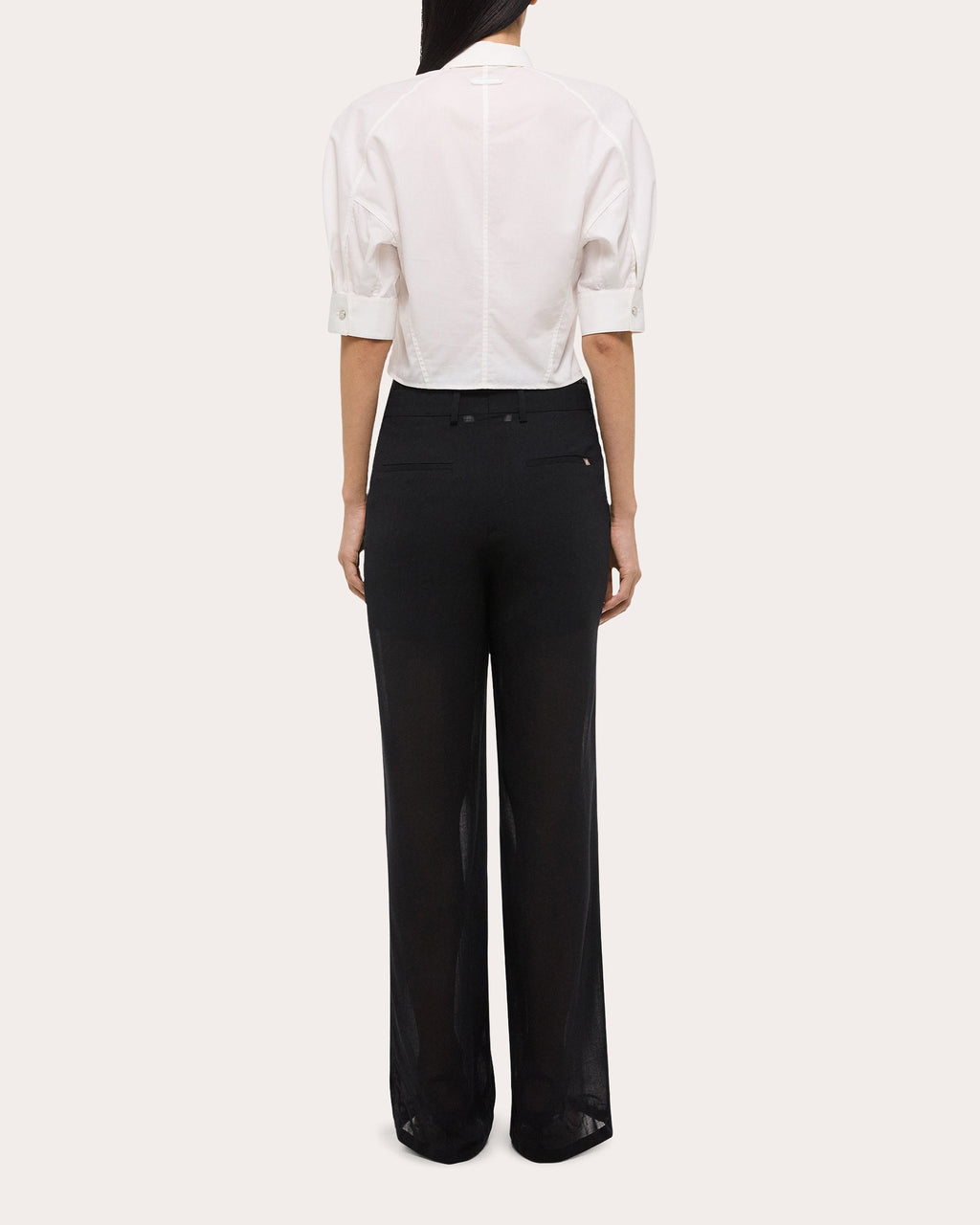 Cotton Poplin Cropped Button-Up Shirt