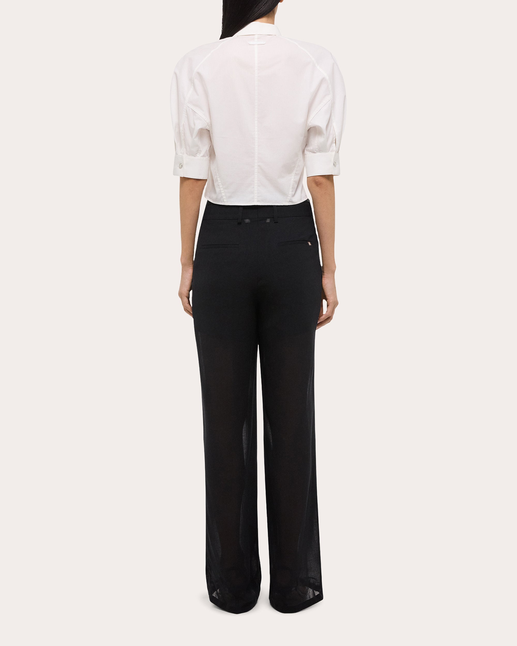 Cotton Poplin Cropped Button-Up Shirt