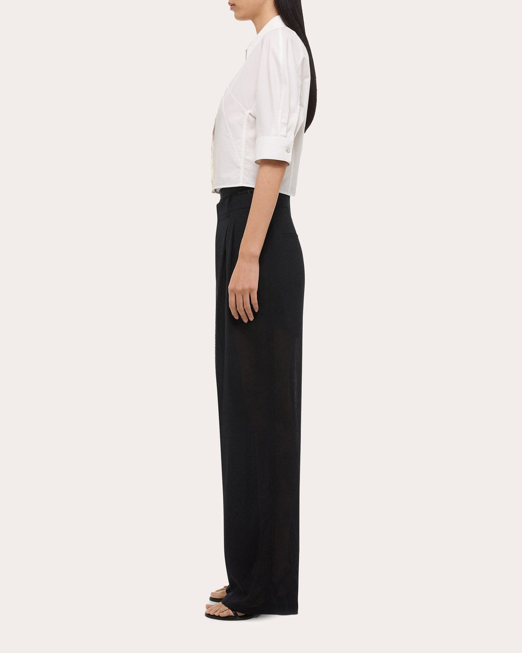Cotton Poplin Cropped Button-Up Shirt