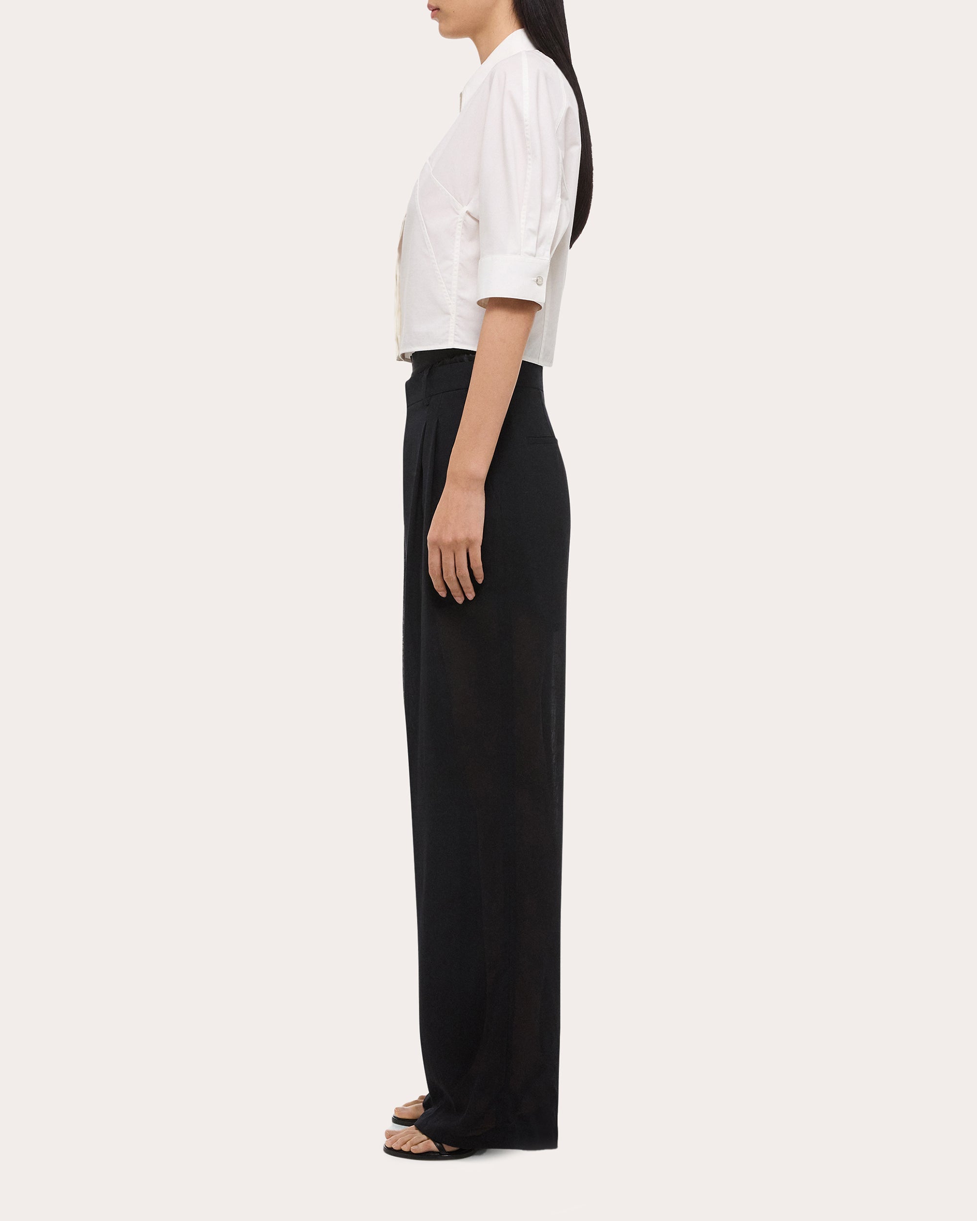 Cotton Poplin Cropped Button-Up Shirt