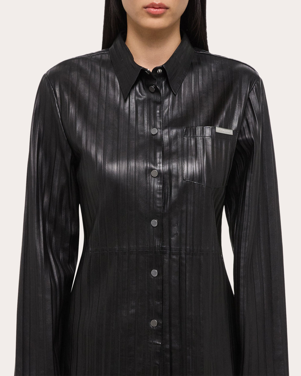 Pleated Leather Shirt