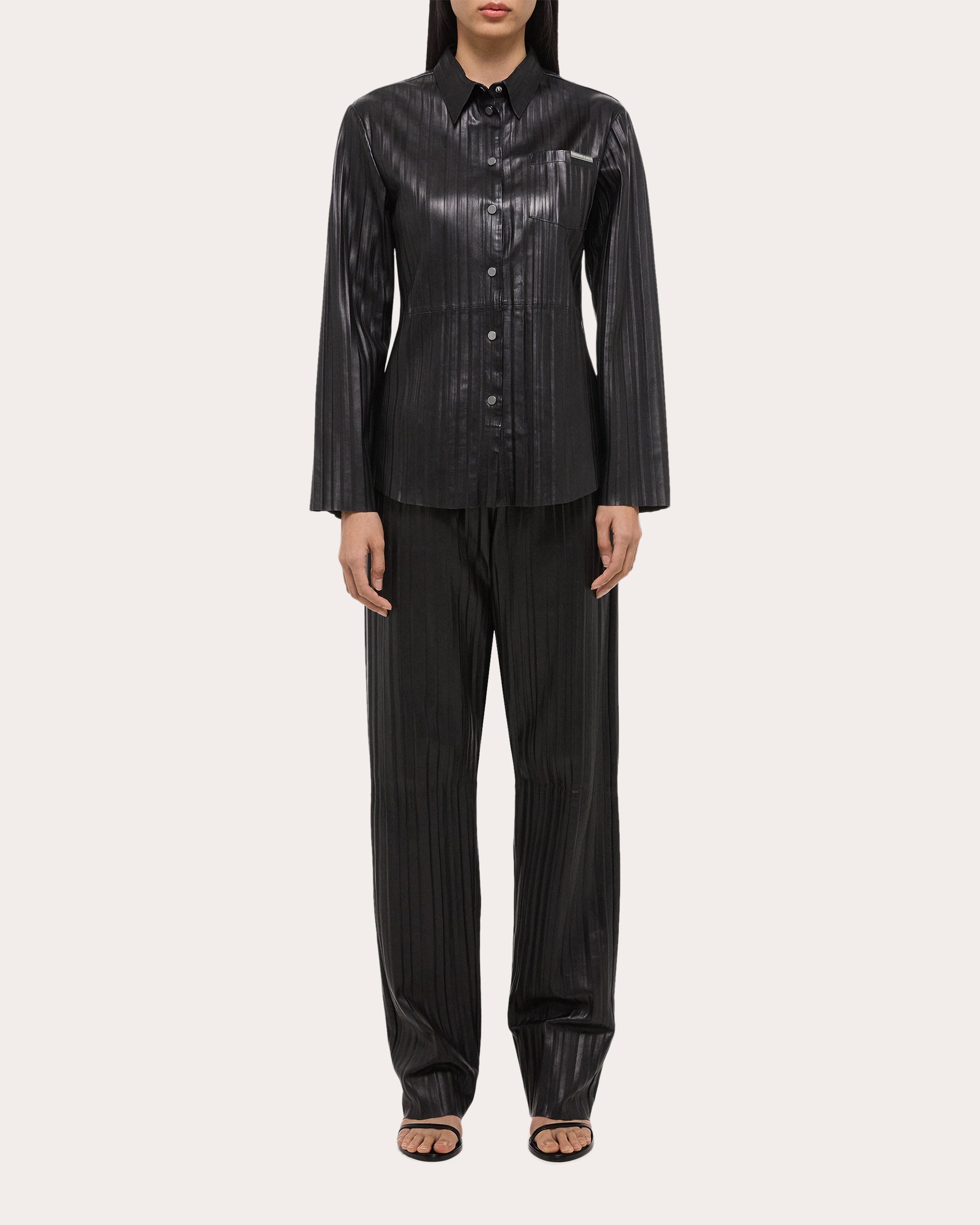 Pleated Leather Shirt