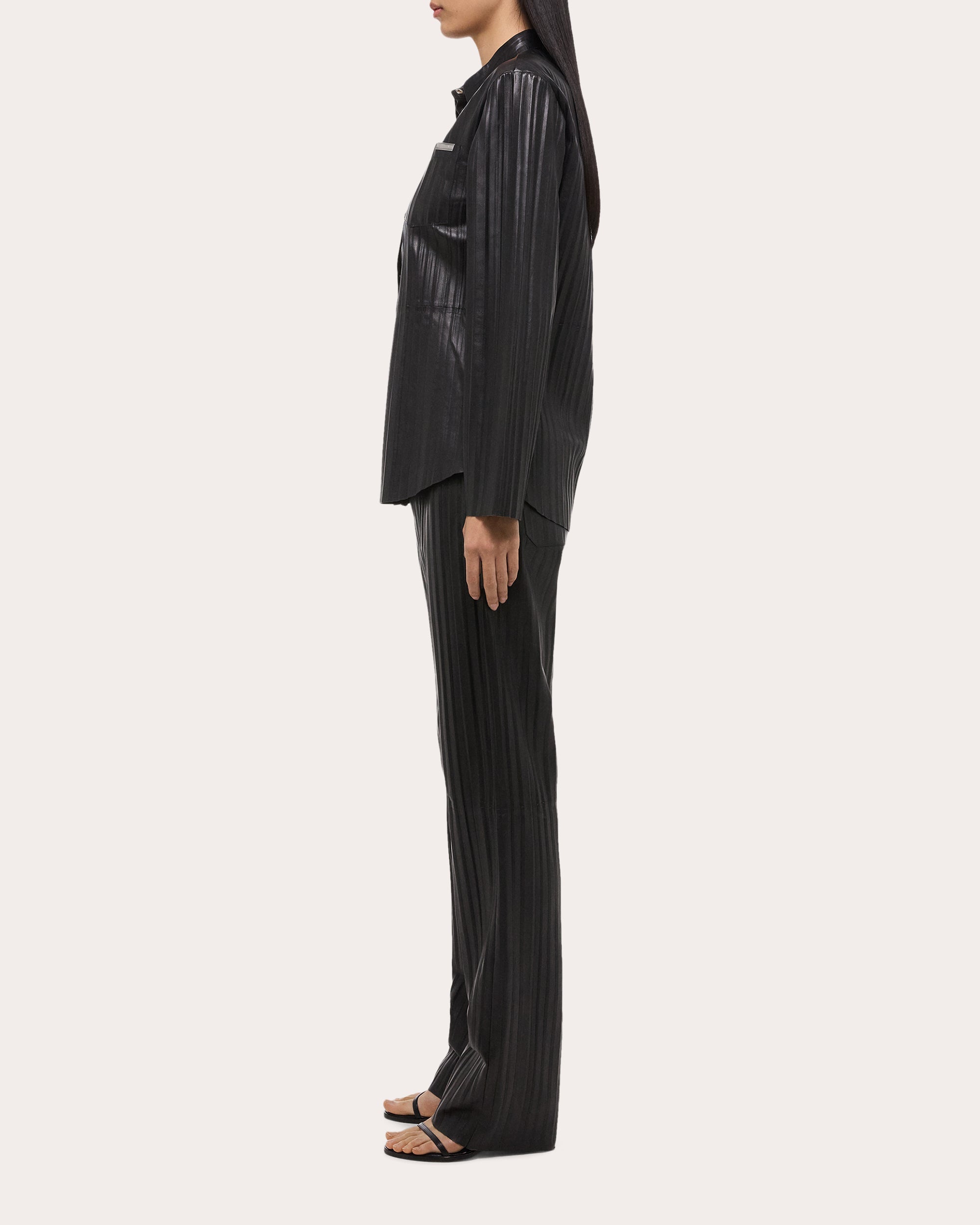 Pleated Leather Shirt