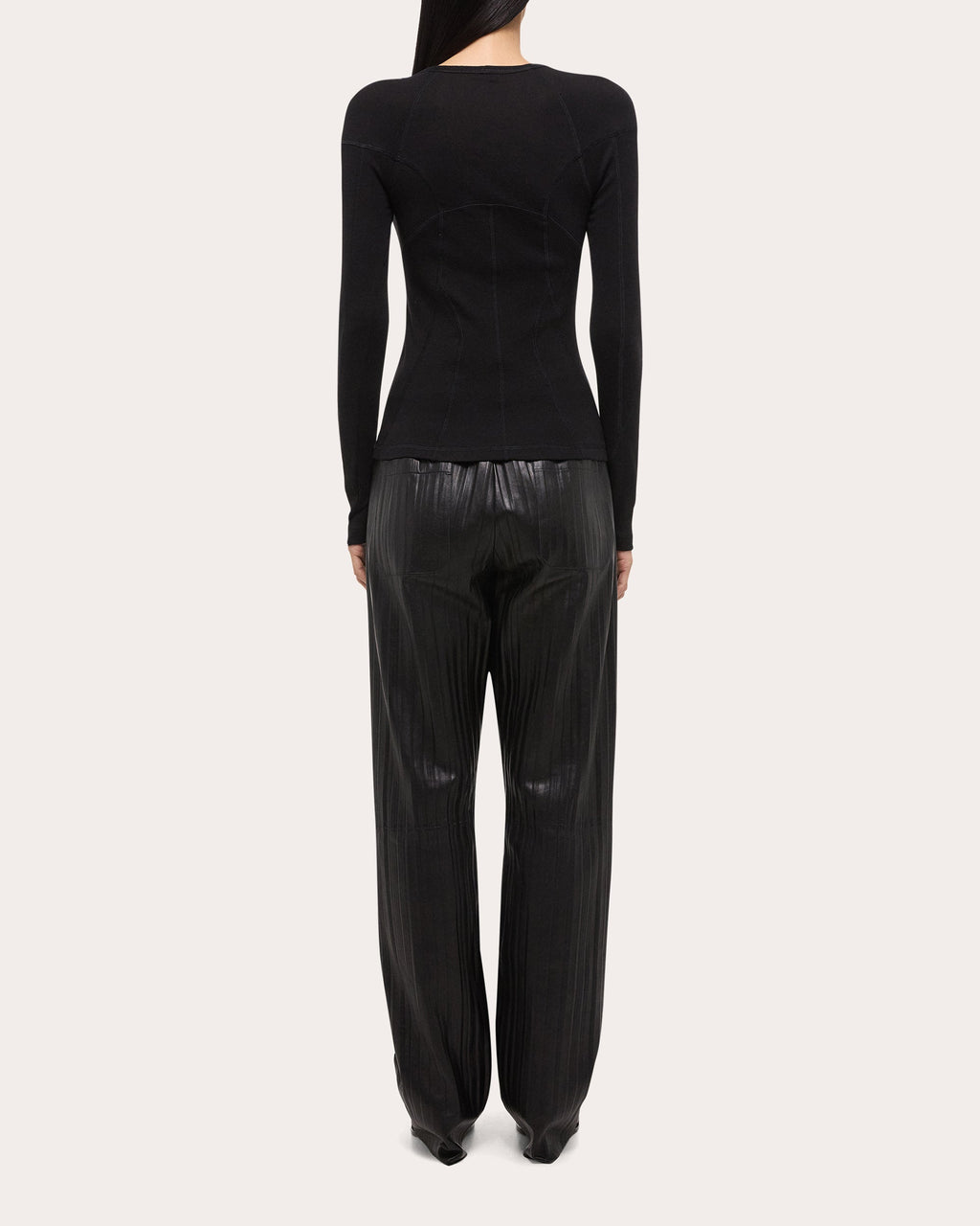 Paneled Ribbed Modal and Cotton-Blend Top