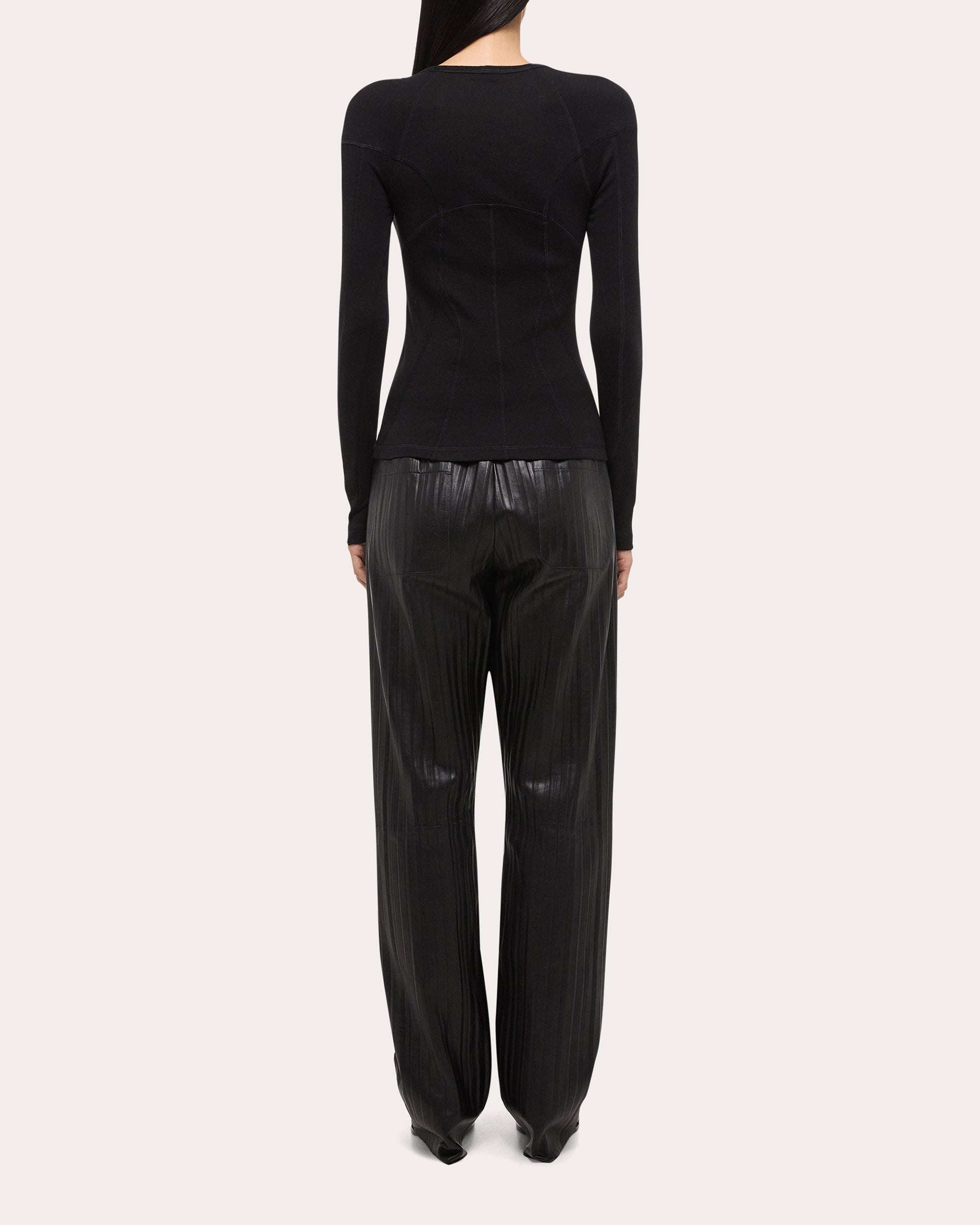 Paneled Ribbed Modal and Cotton-Blend Top