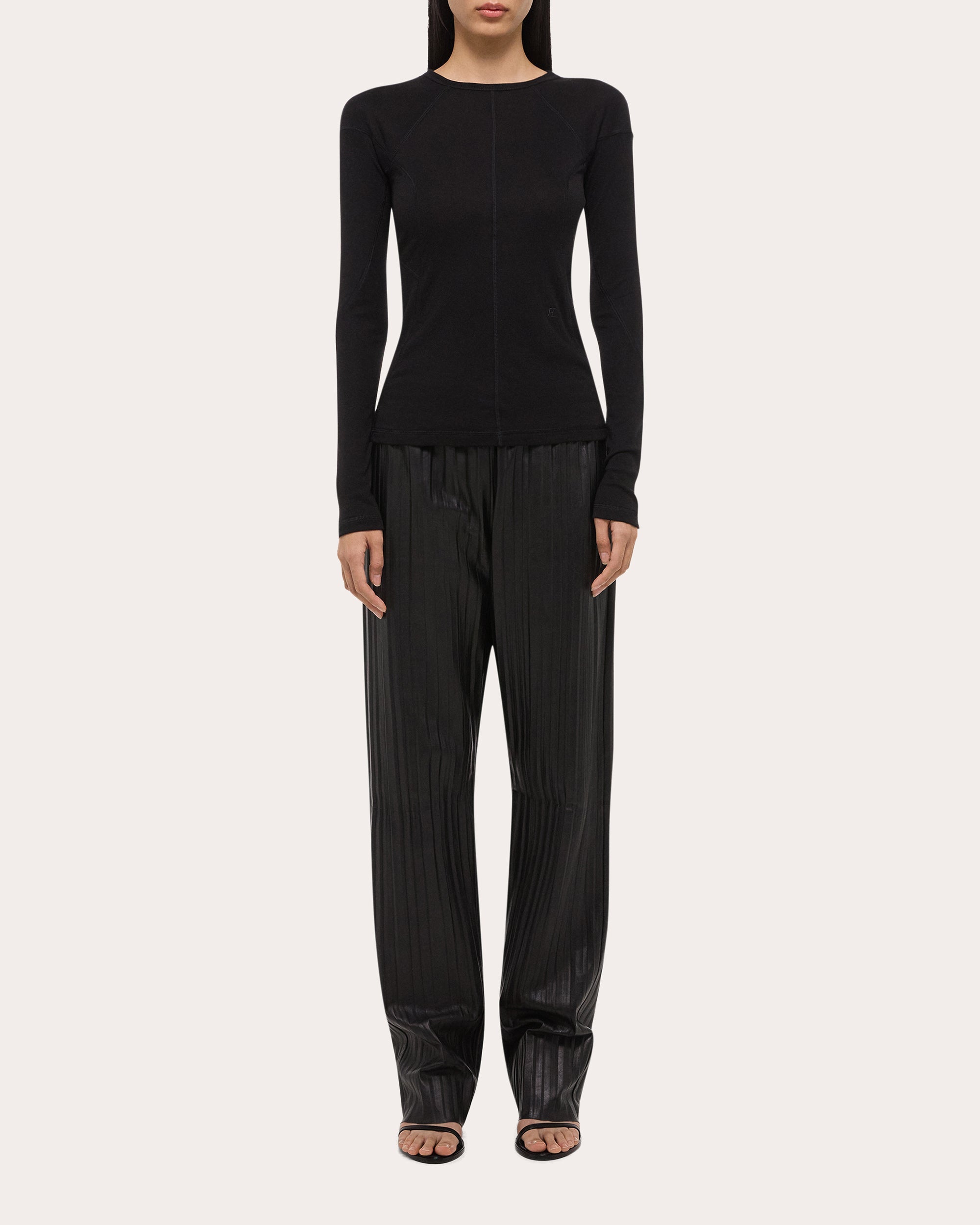 Paneled Ribbed Modal and Cotton-Blend Top