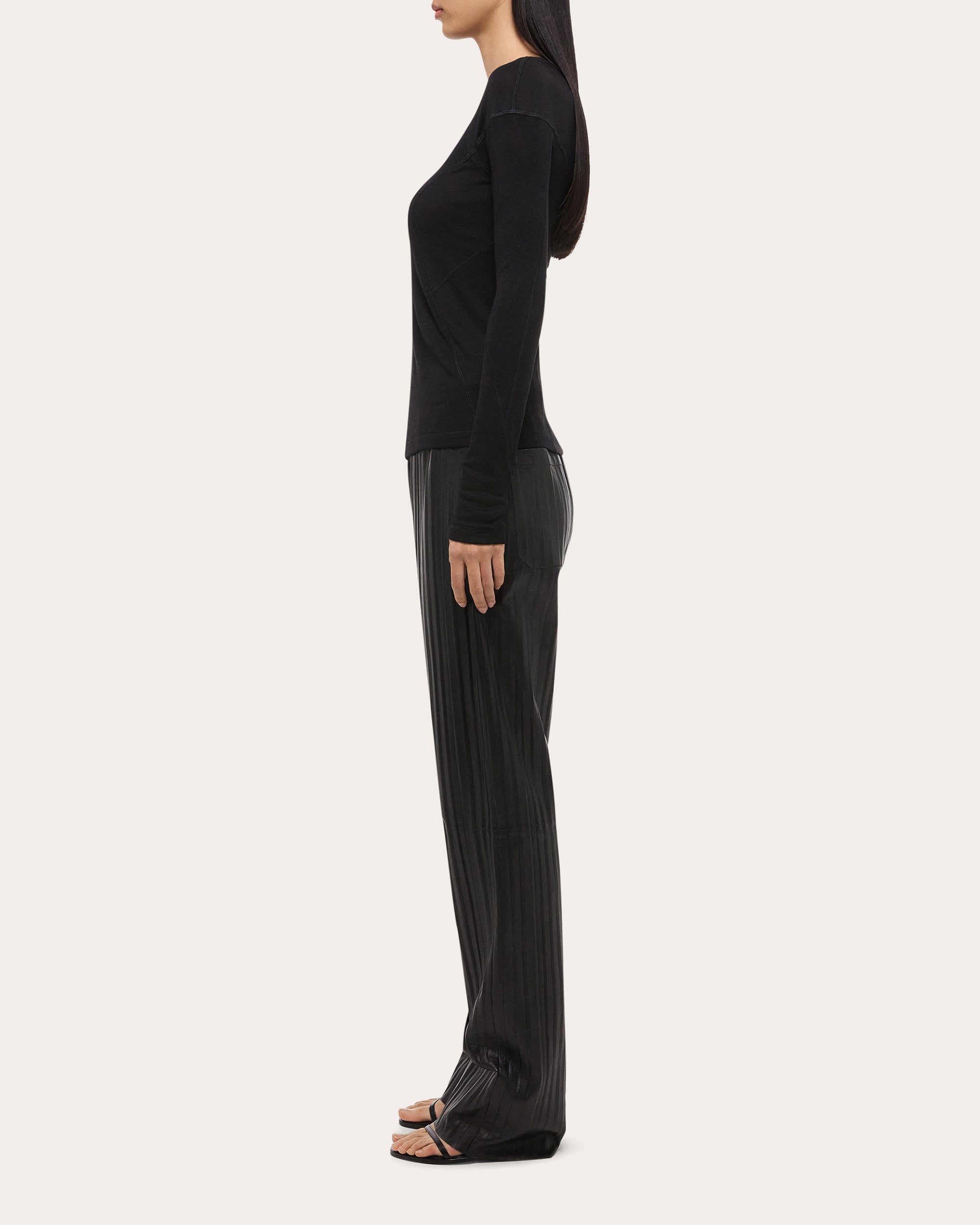 Paneled Ribbed Modal and Cotton-Blend Top