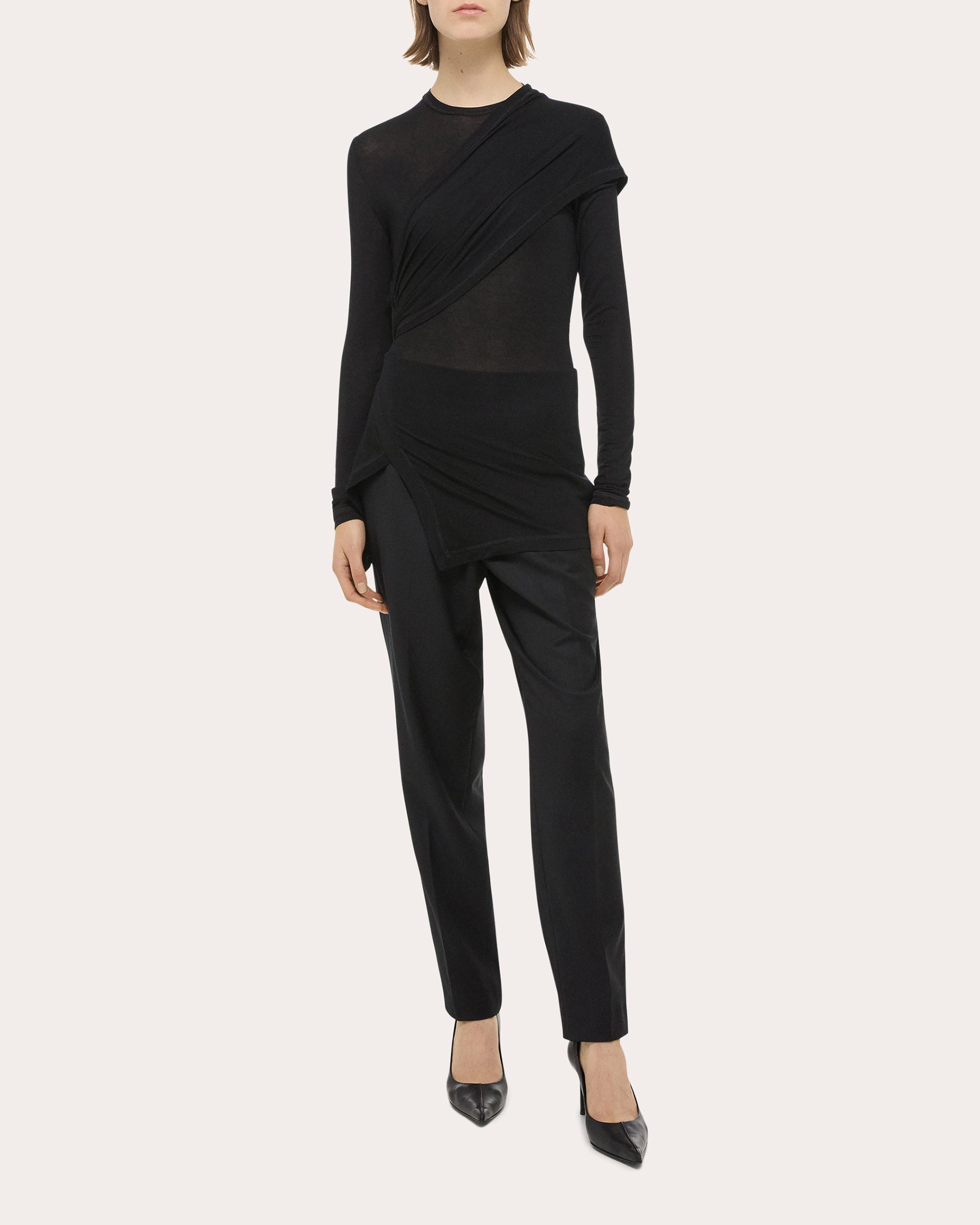 Jersey Protection Long-Sleeve Wrap Top