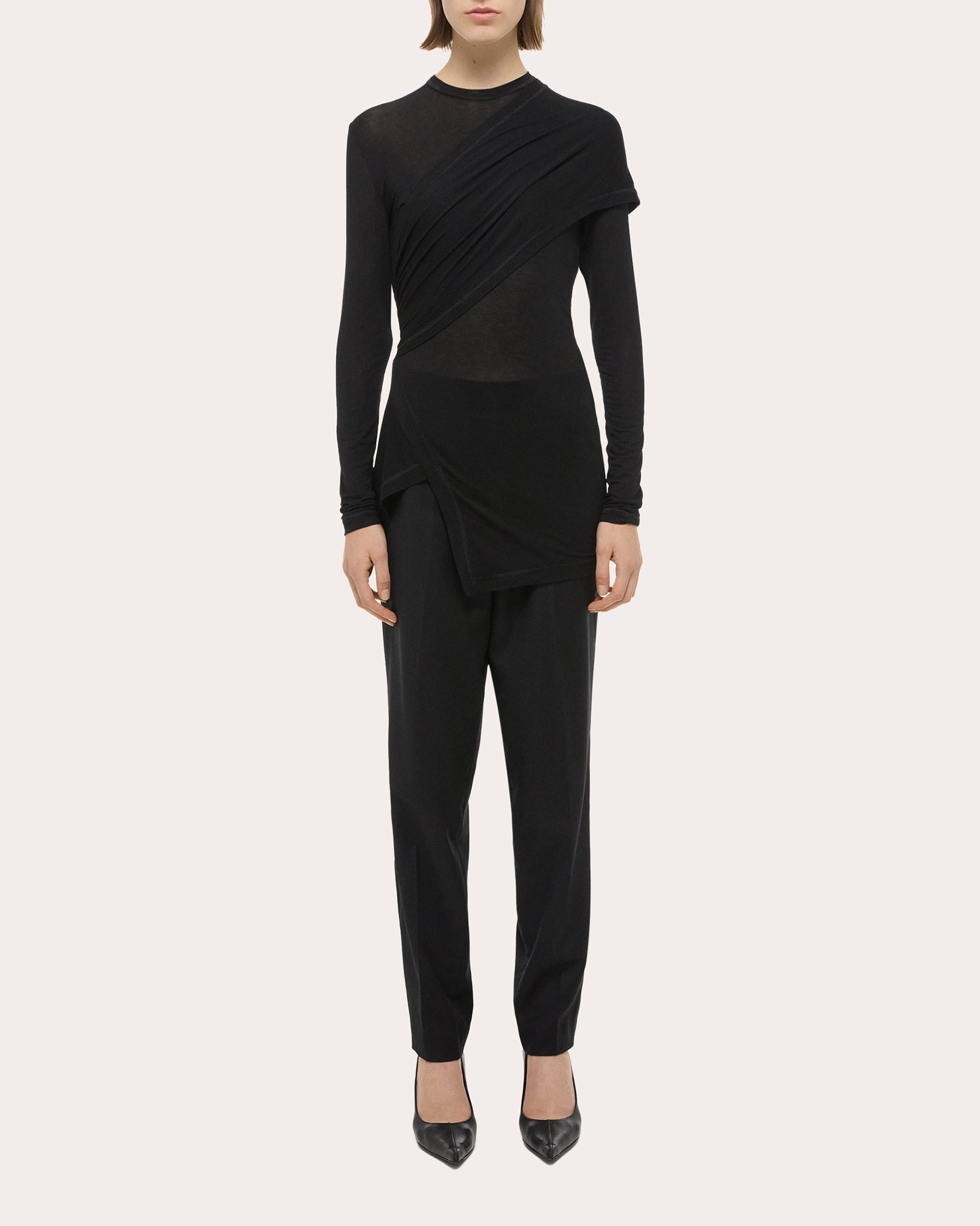Jersey Protection Long-Sleeve Wrap Top