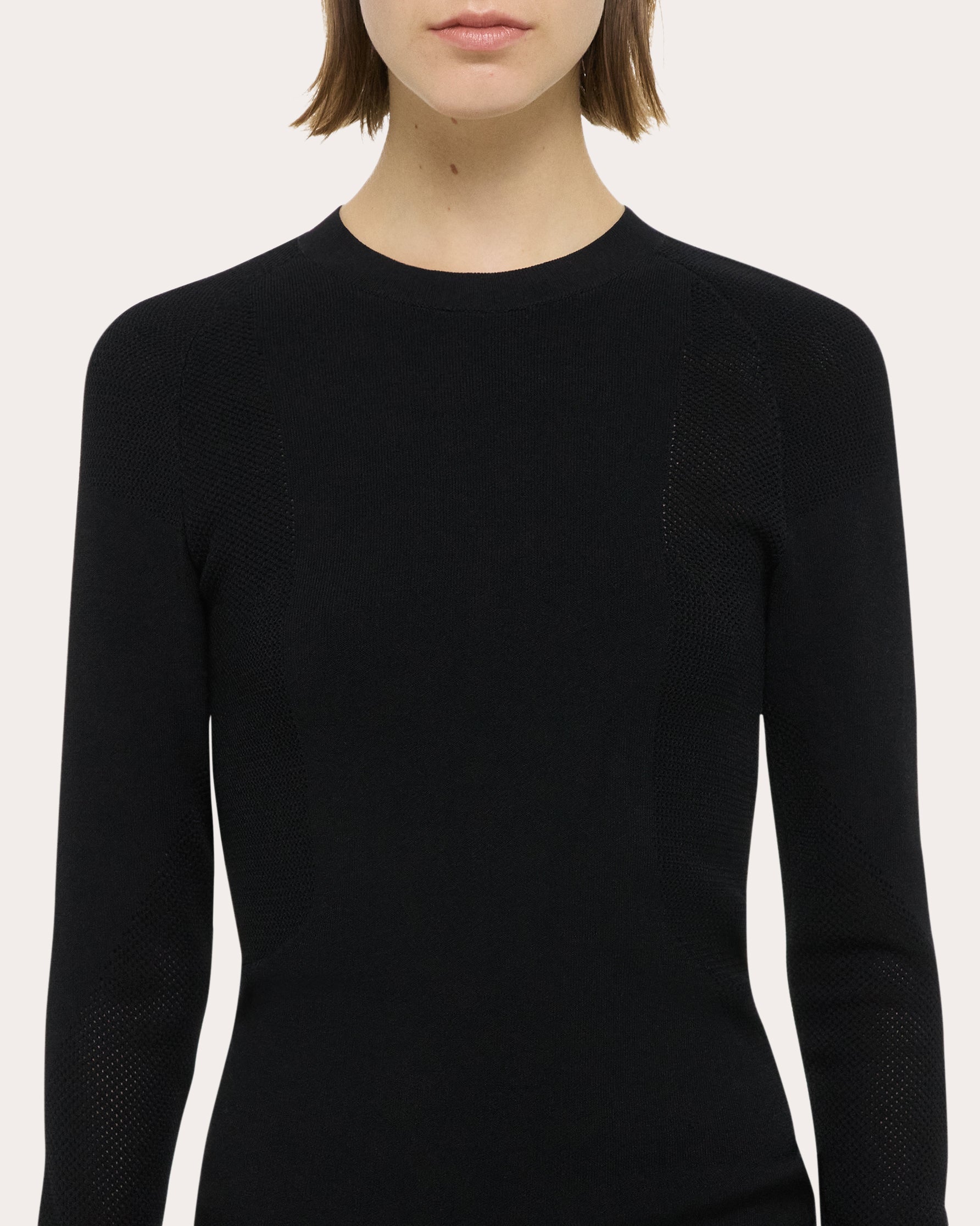 Mesh-Paneled Knit Top
