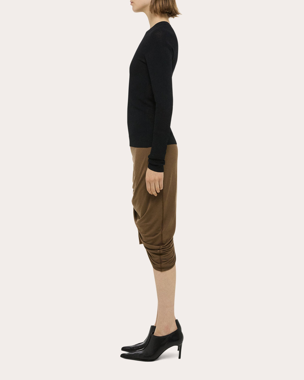 Mesh-Paneled Knit Top