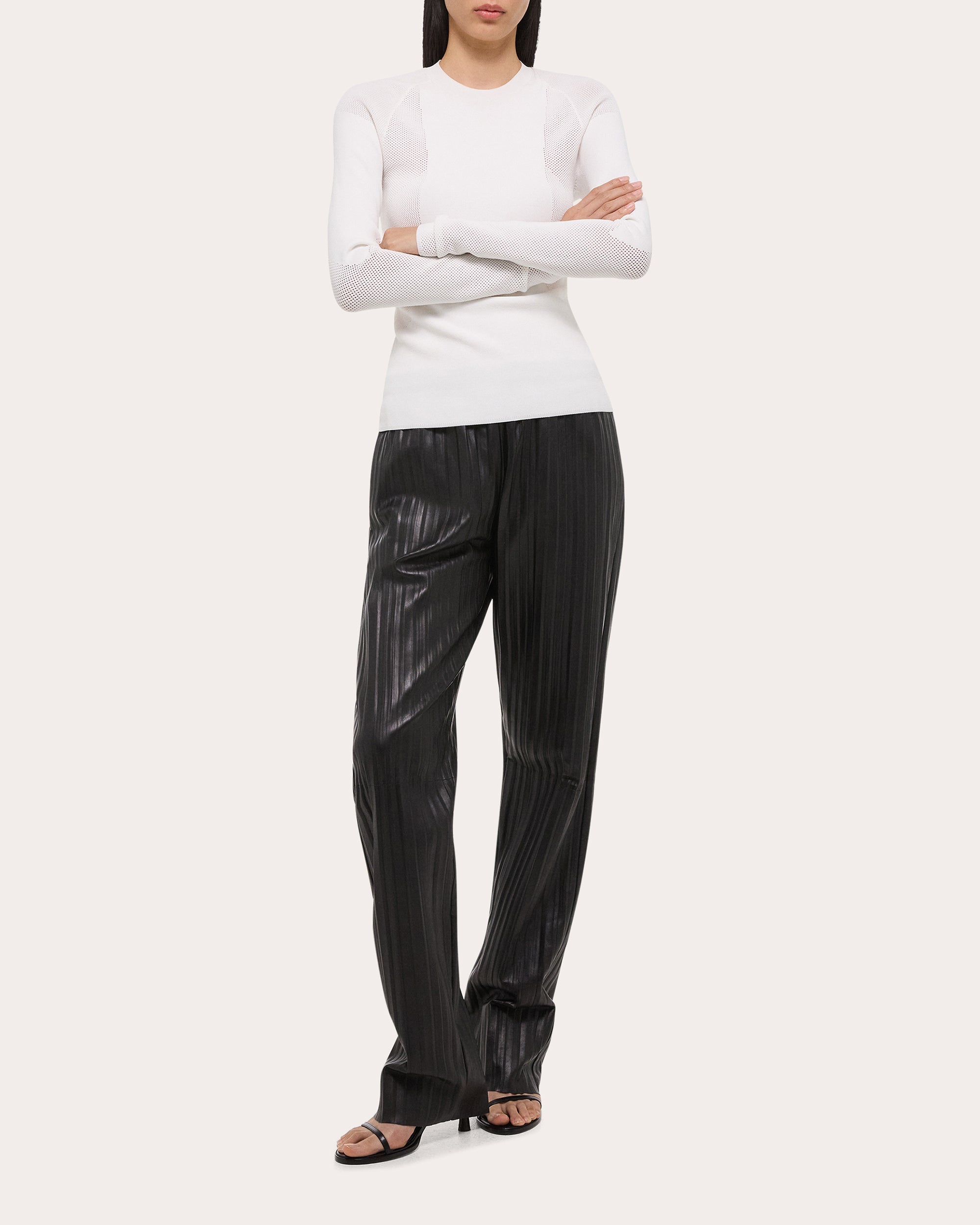 Mesh-Paneled Knit Top