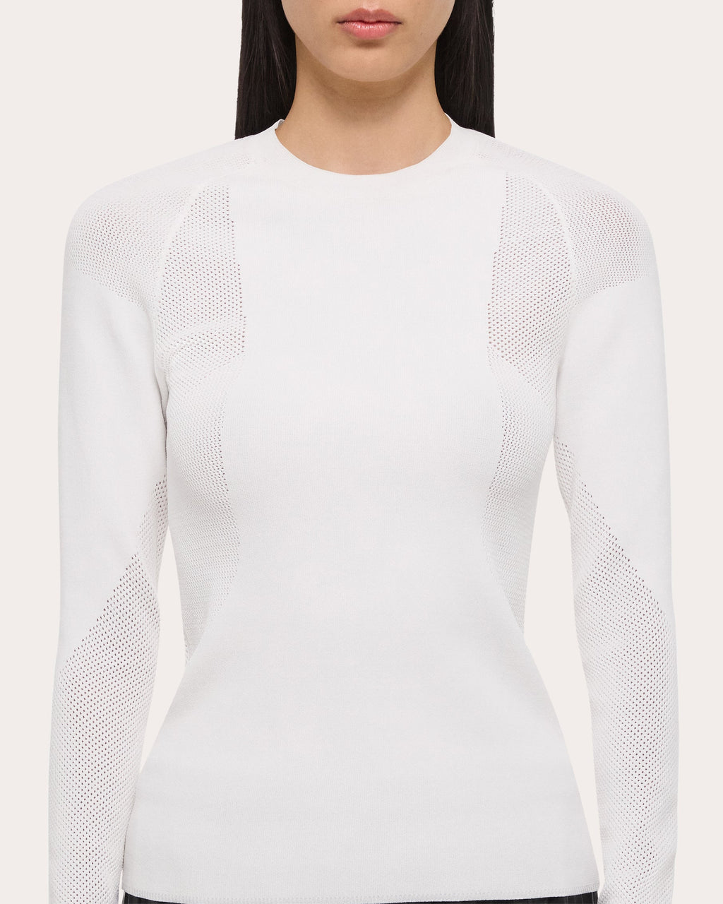 Mesh-Paneled Knit Top