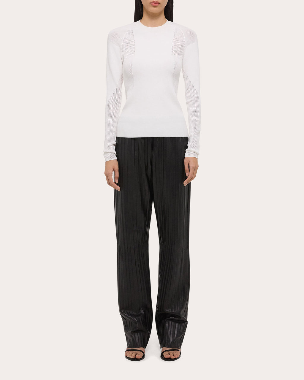 Mesh-Paneled Knit Top