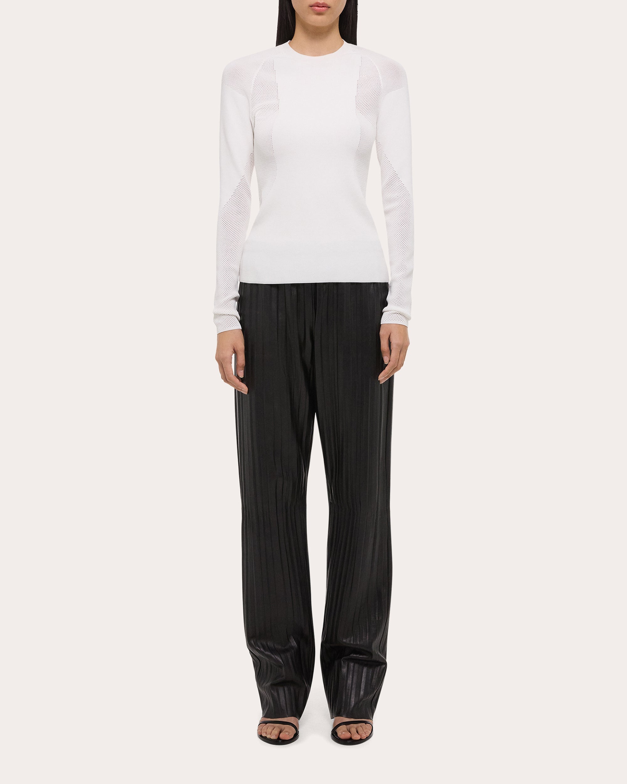 Mesh-Paneled Knit Top
