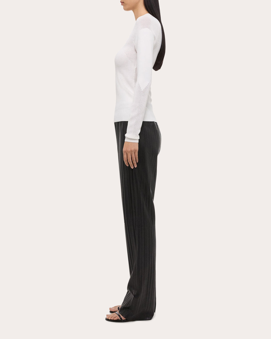 Mesh-Paneled Knit Top