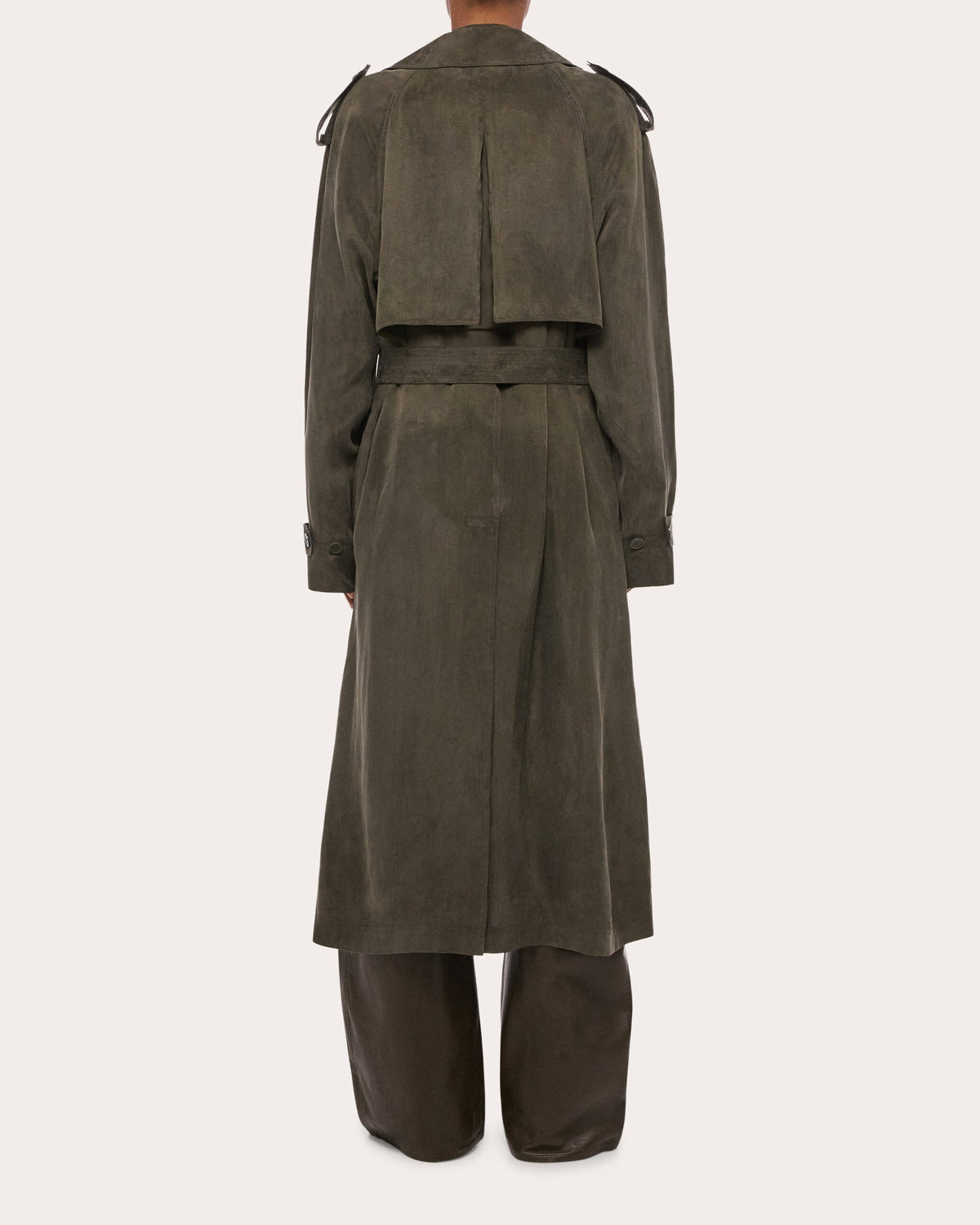 Fluid Microsuede Trench Coat