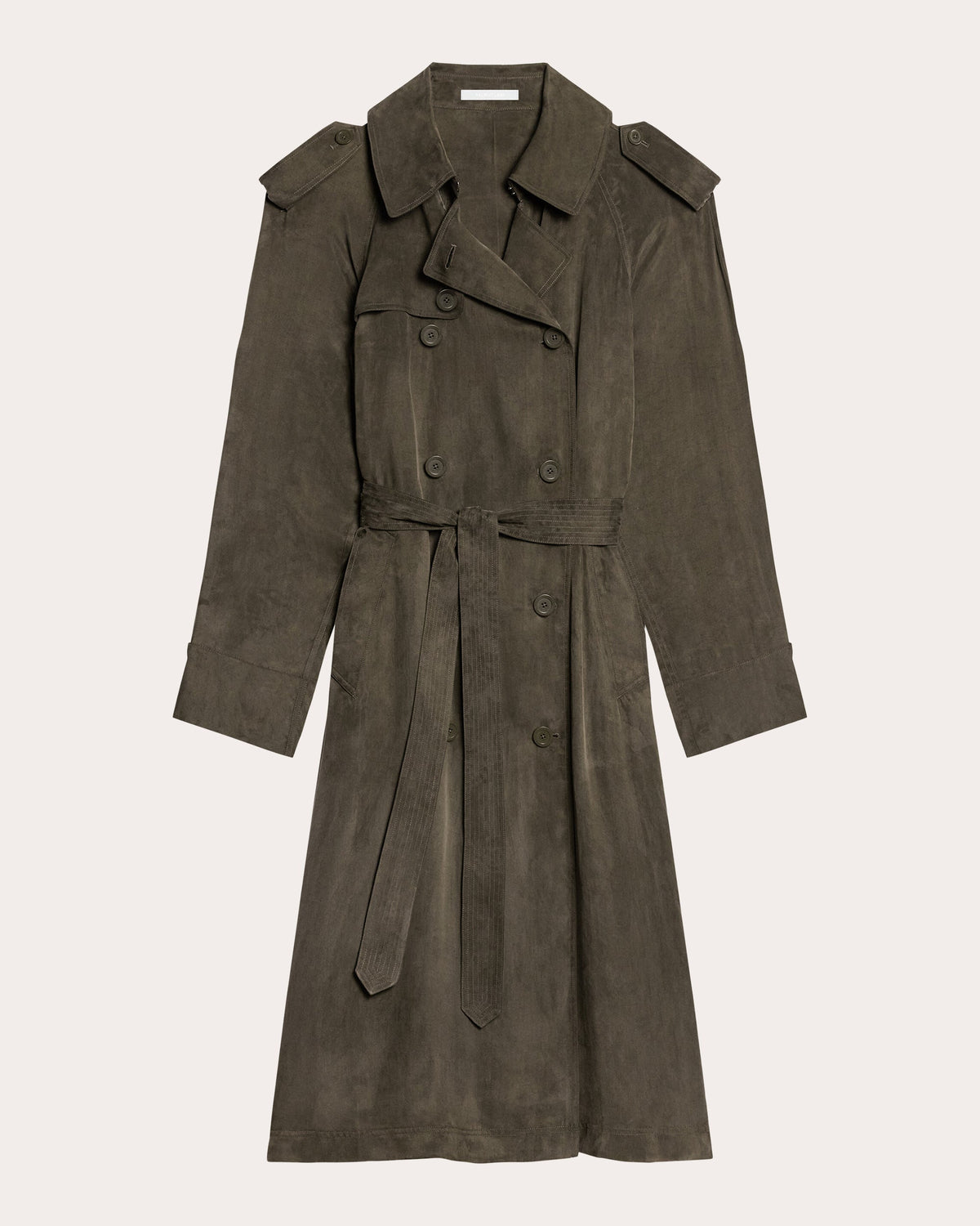 Fluid Microsuede Trench Coat