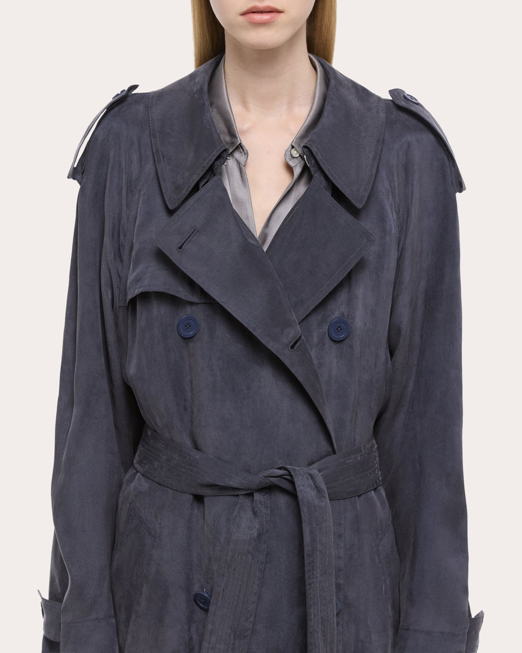 Fluid Microsuede Trench Coat