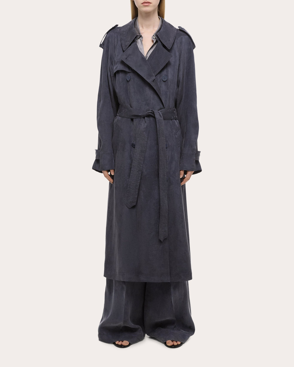 Fluid Microsuede Trench Coat