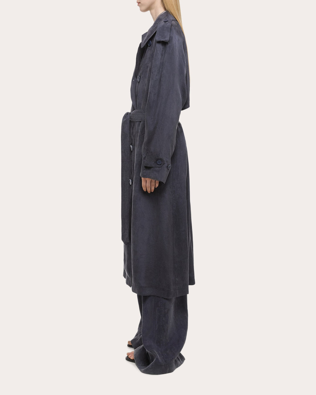 Fluid Microsuede Trench Coat
