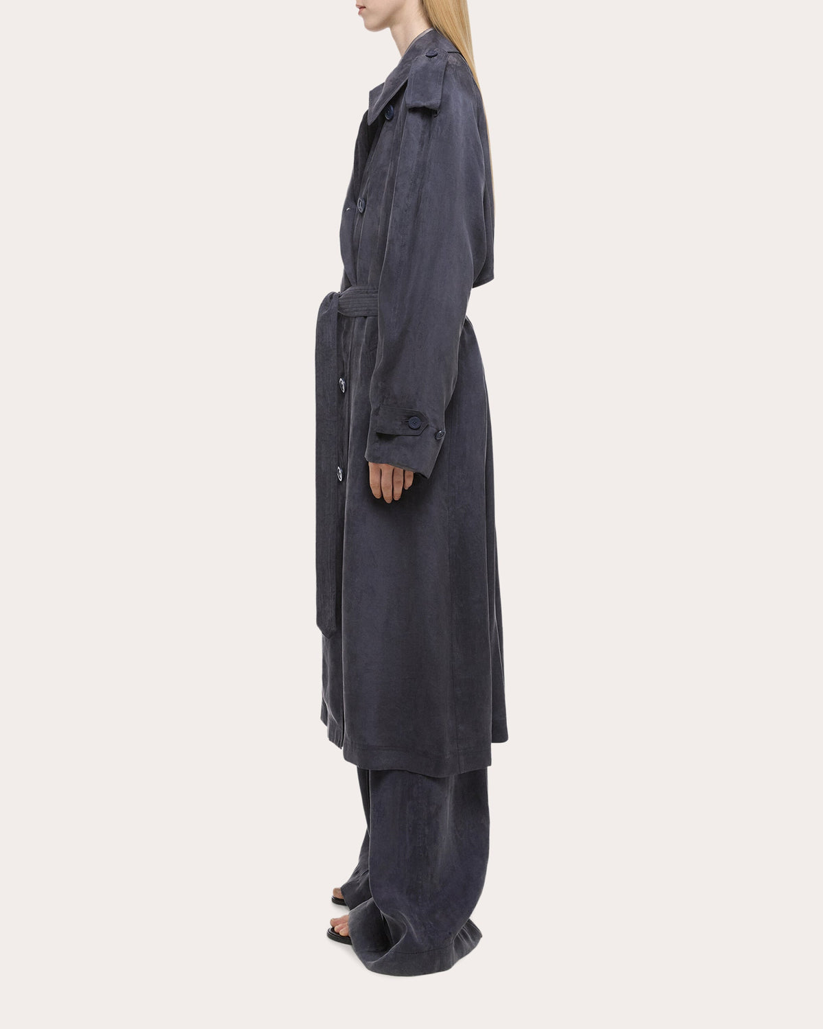 Fluid Microsuede Trench Coat