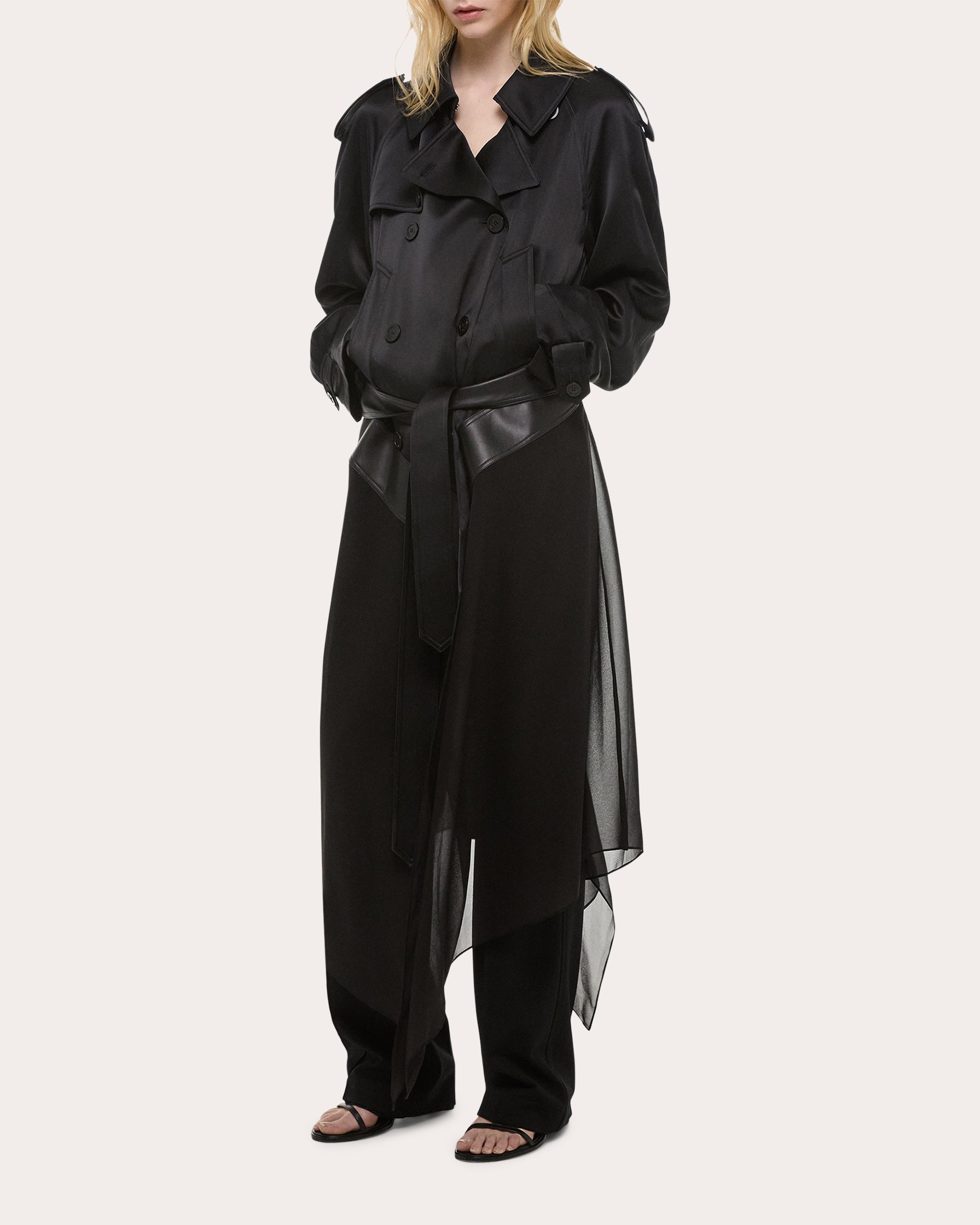 Silk Chiffon Handkerchief Trench Coat