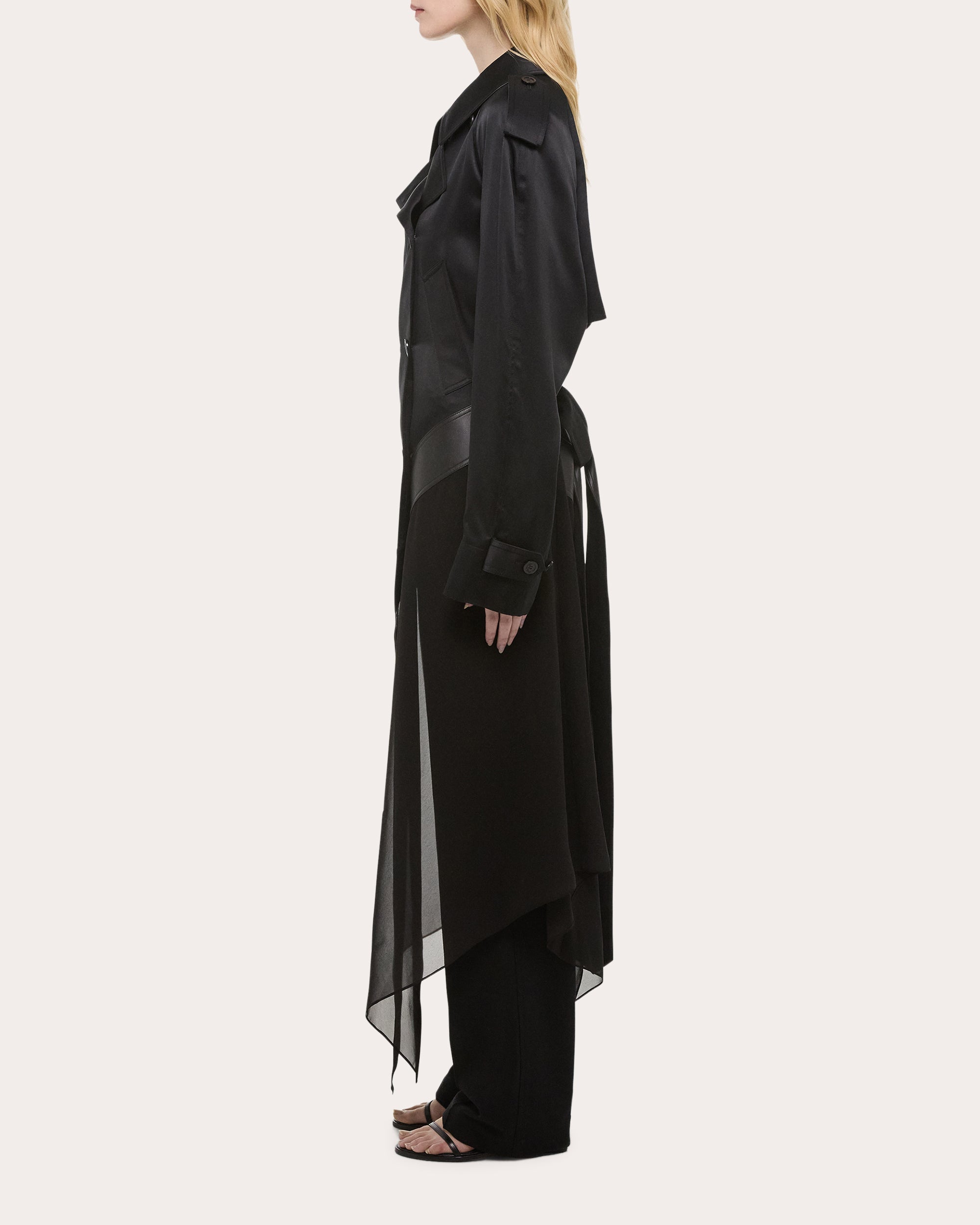 Silk Chiffon Handkerchief Trench Coat