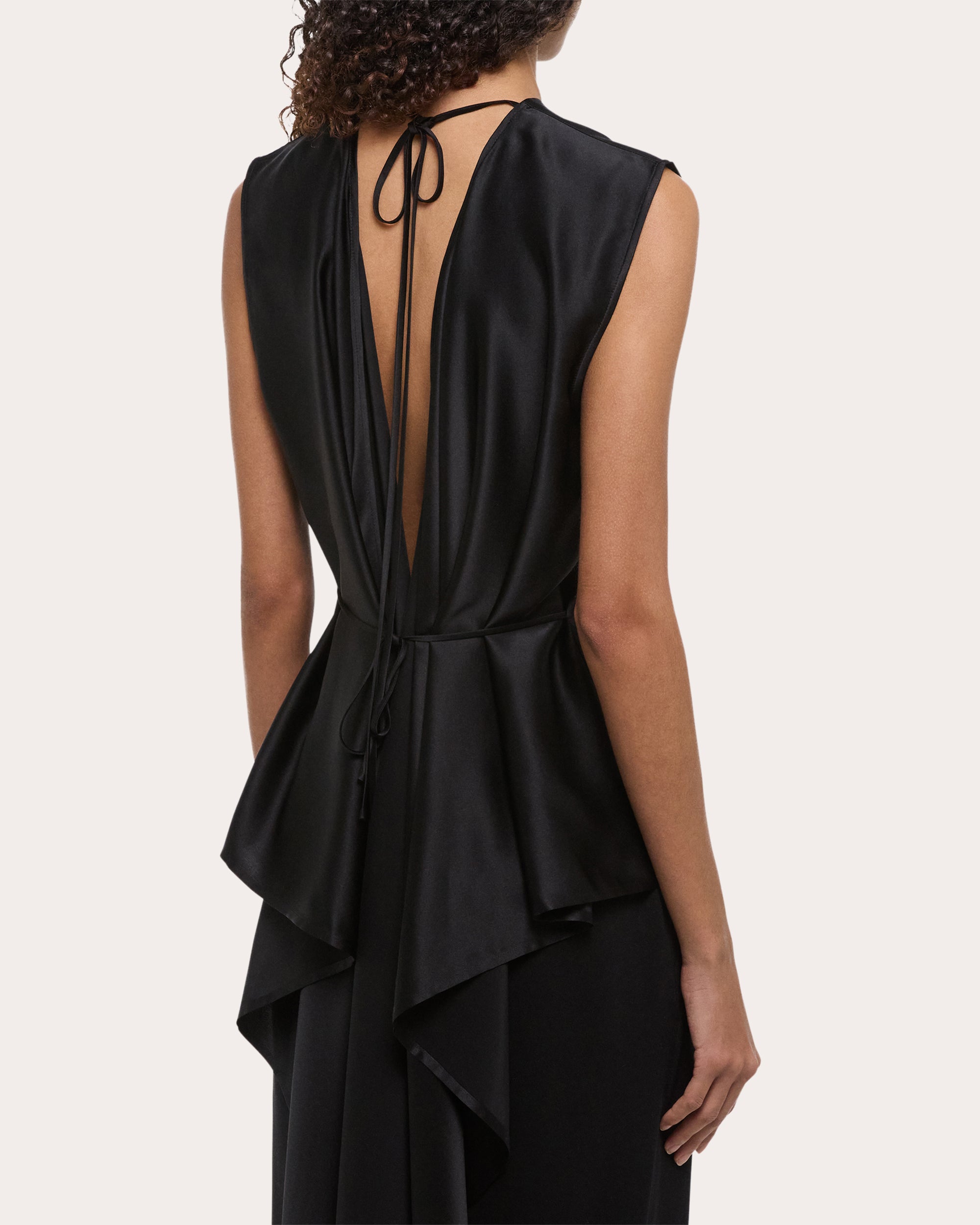 Silk Satin Reversible Scarf Drape Top