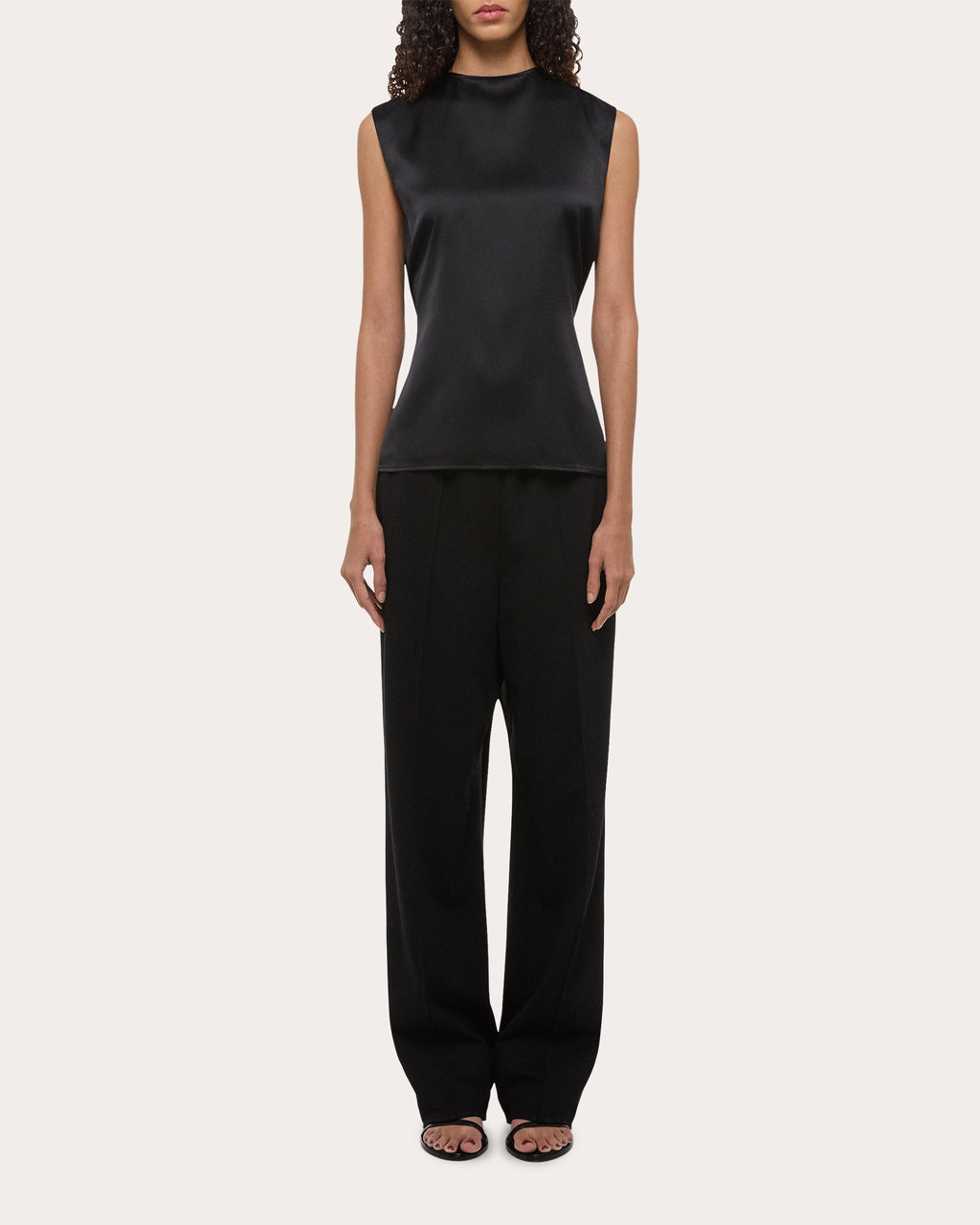 Silk Satin Reversible Scarf Drape Top