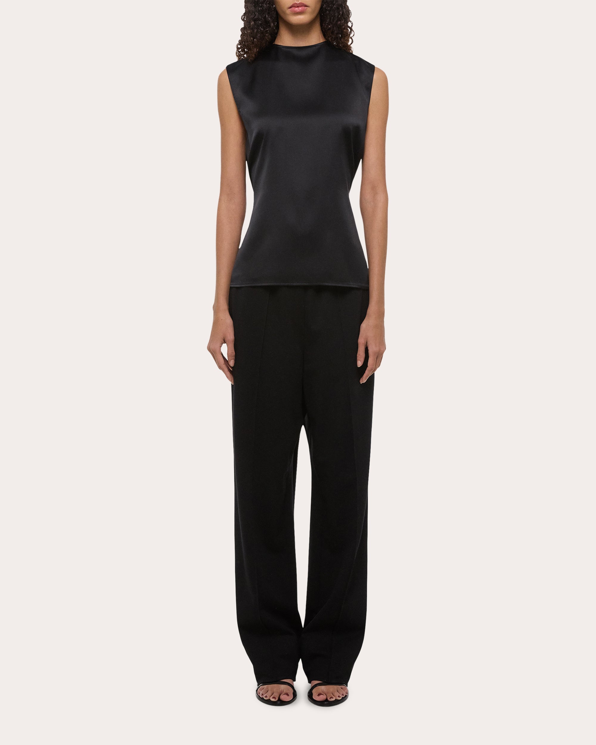 Silk Satin Reversible Scarf Drape Top