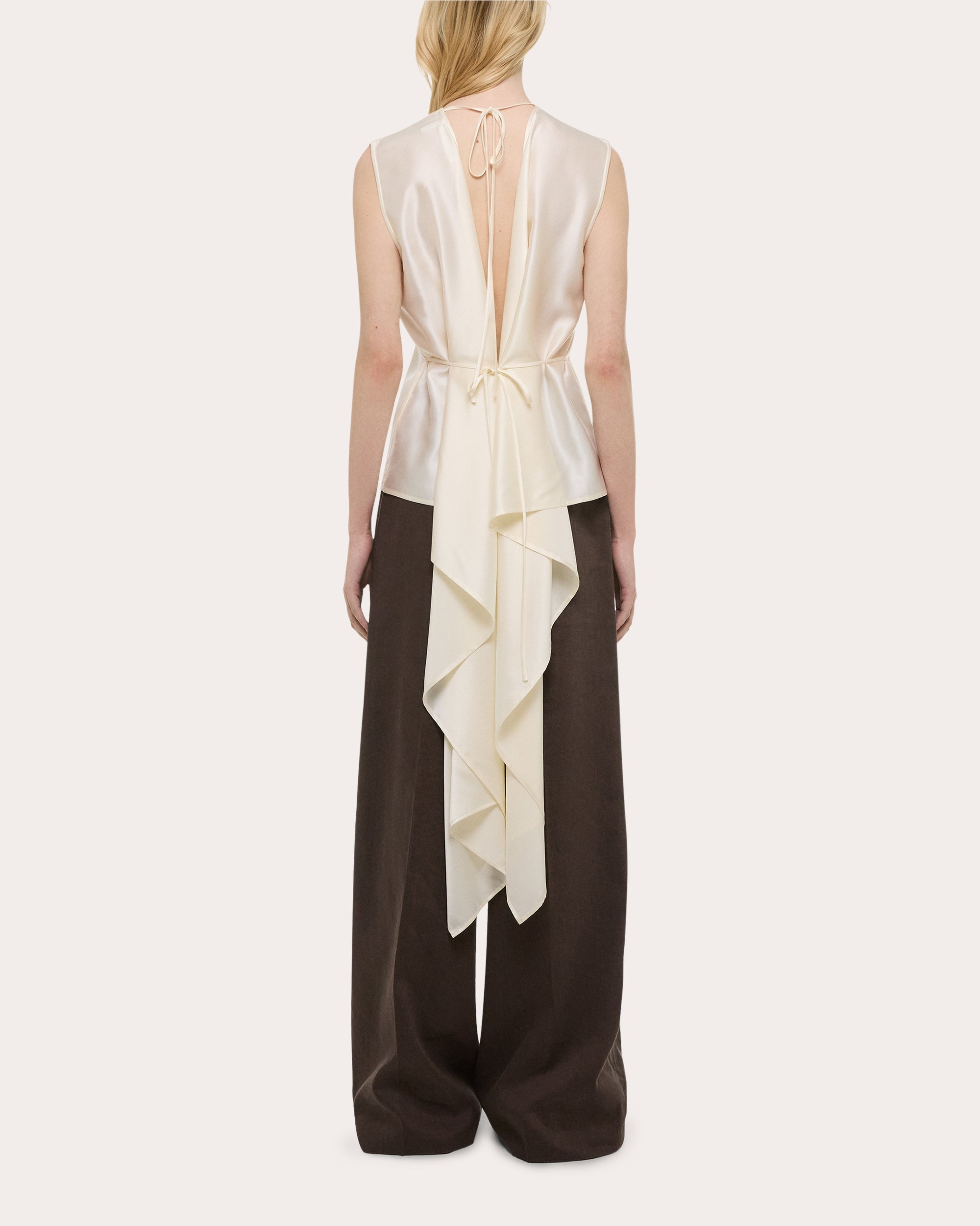 Silk Satin Reversible Scarf Drape Top