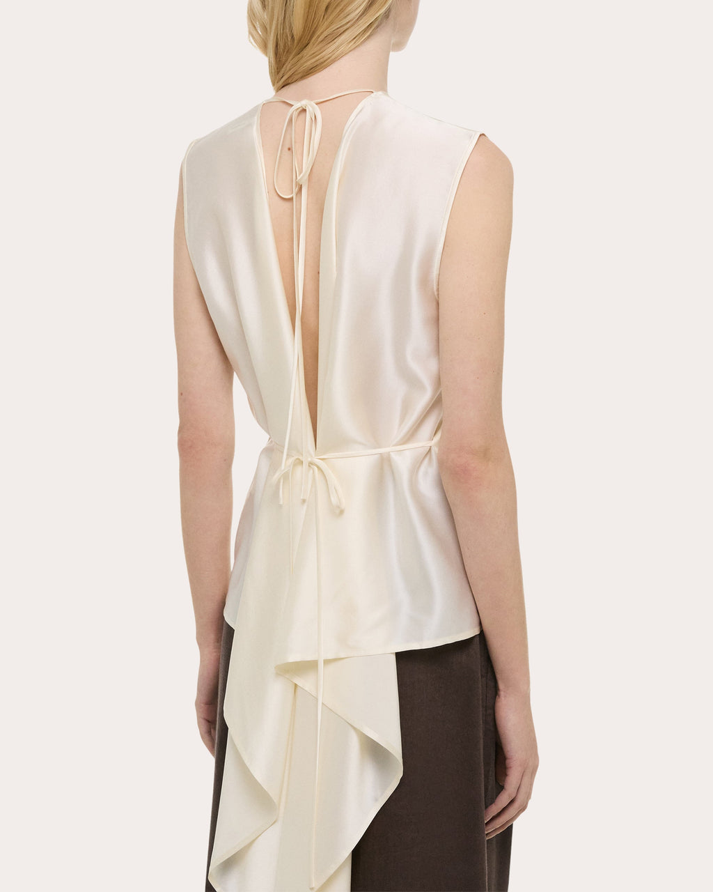 Silk Satin Reversible Scarf Drape Top