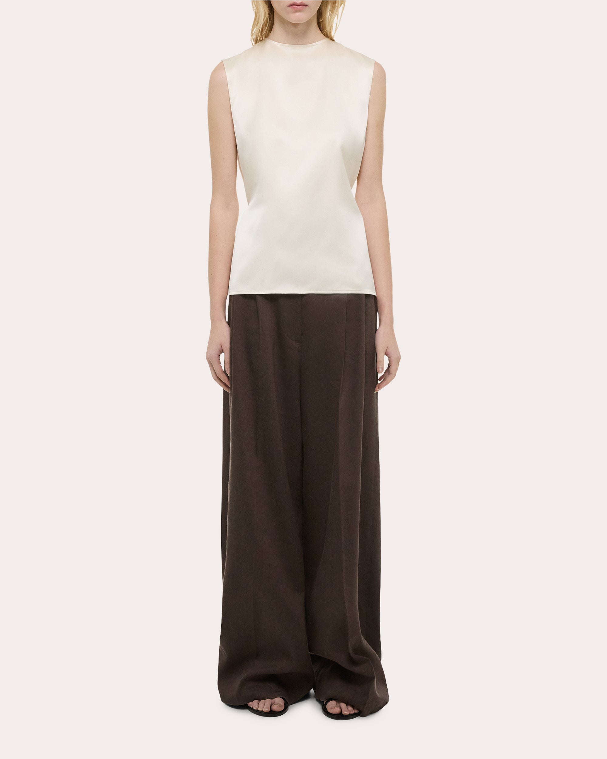 Silk Satin Reversible Scarf Drape Top