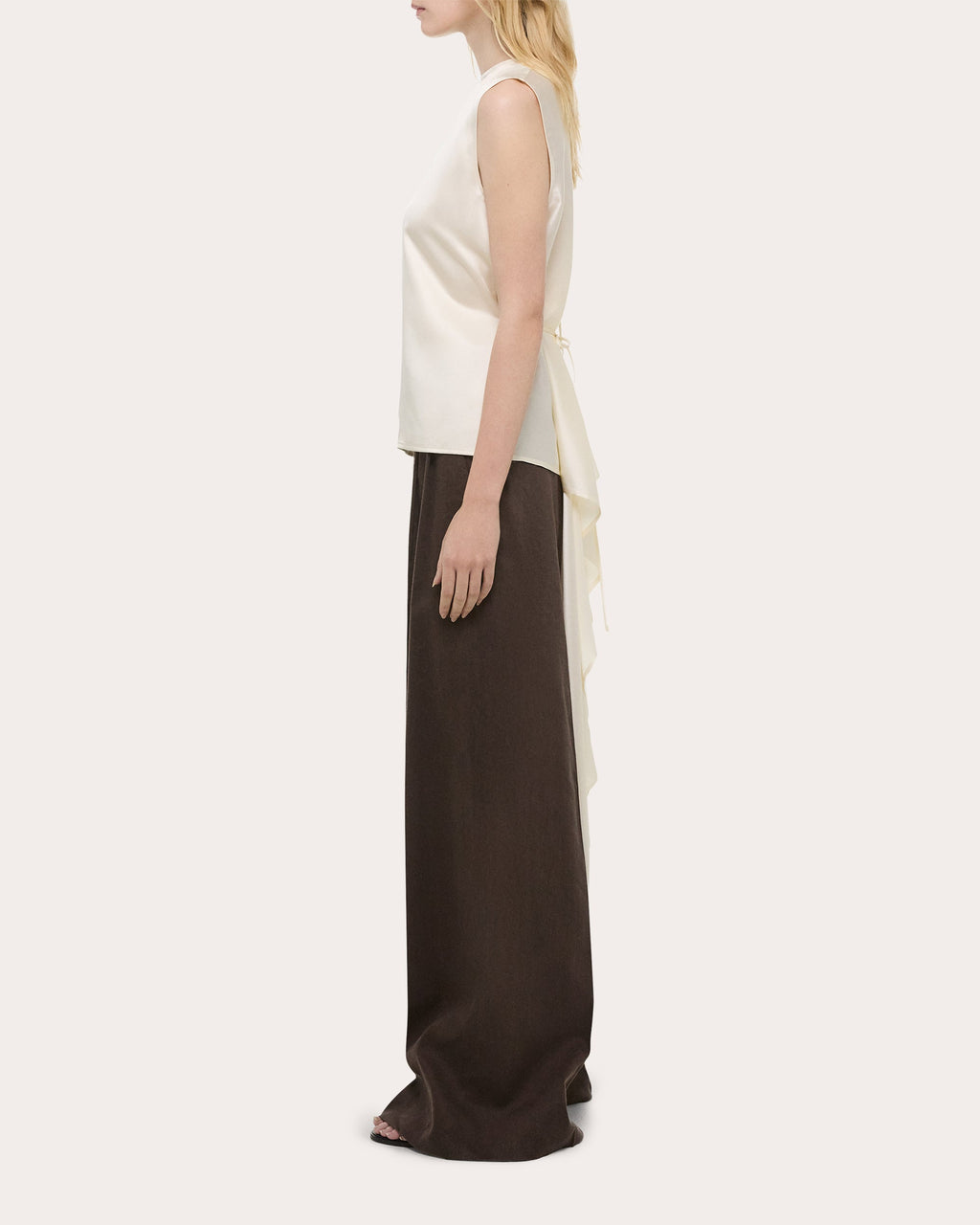 Silk Satin Reversible Scarf Drape Top