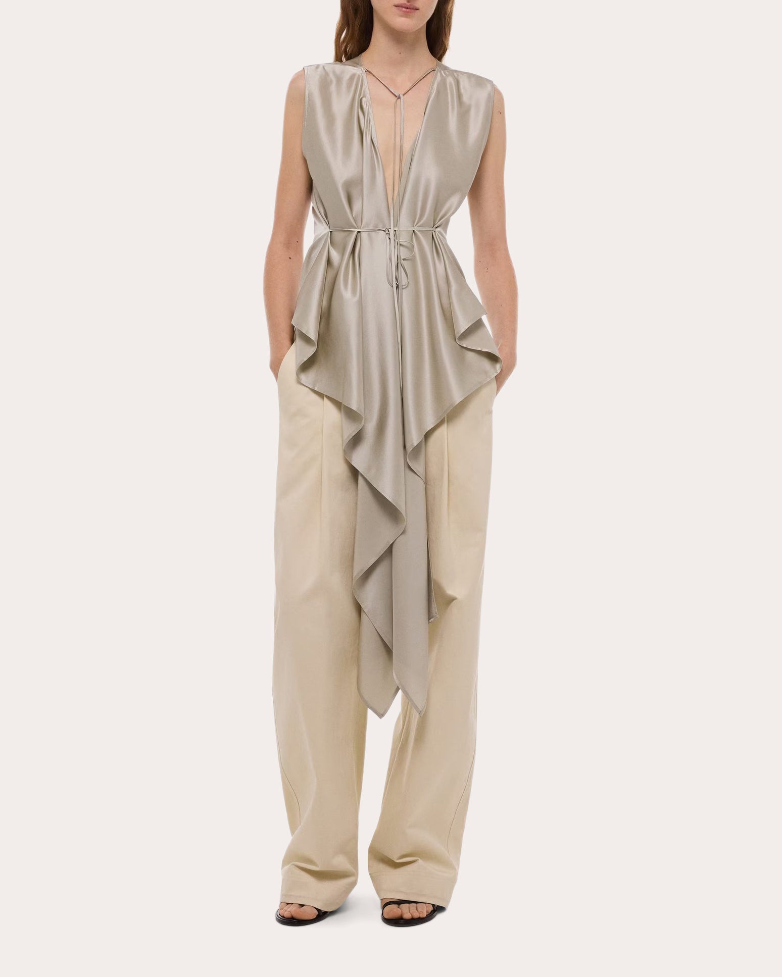 Silk Reversible Draped Scarf Top