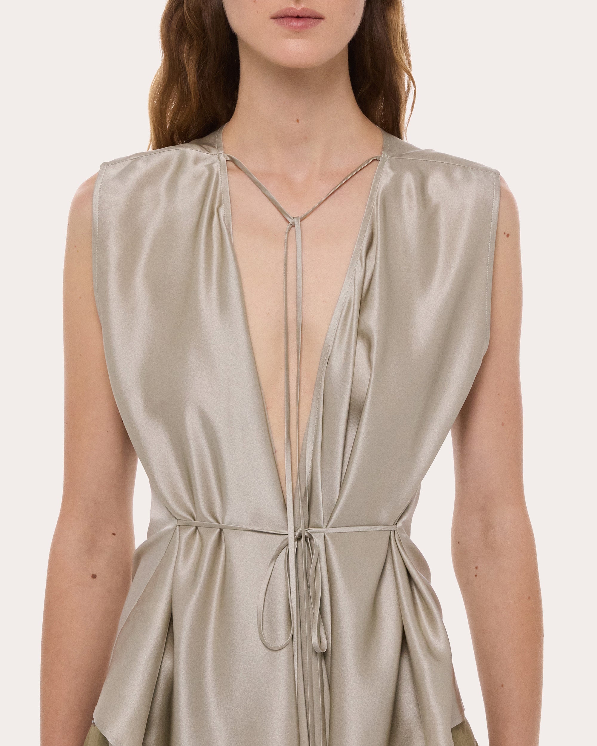 Silk Reversible Draped Scarf Top