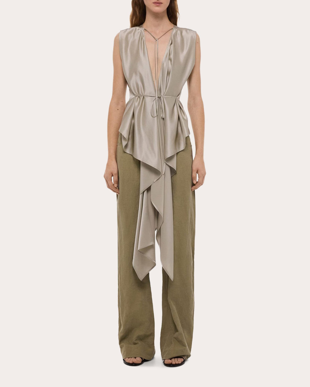 Silk Reversible Draped Scarf Top